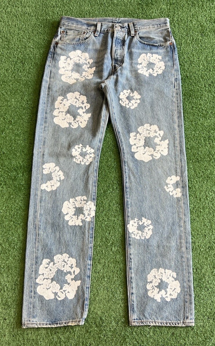 Denim Tears Levi Cotton Wreath 501 DT Jeans Light Wash Size W 32 L 32 Hypewear