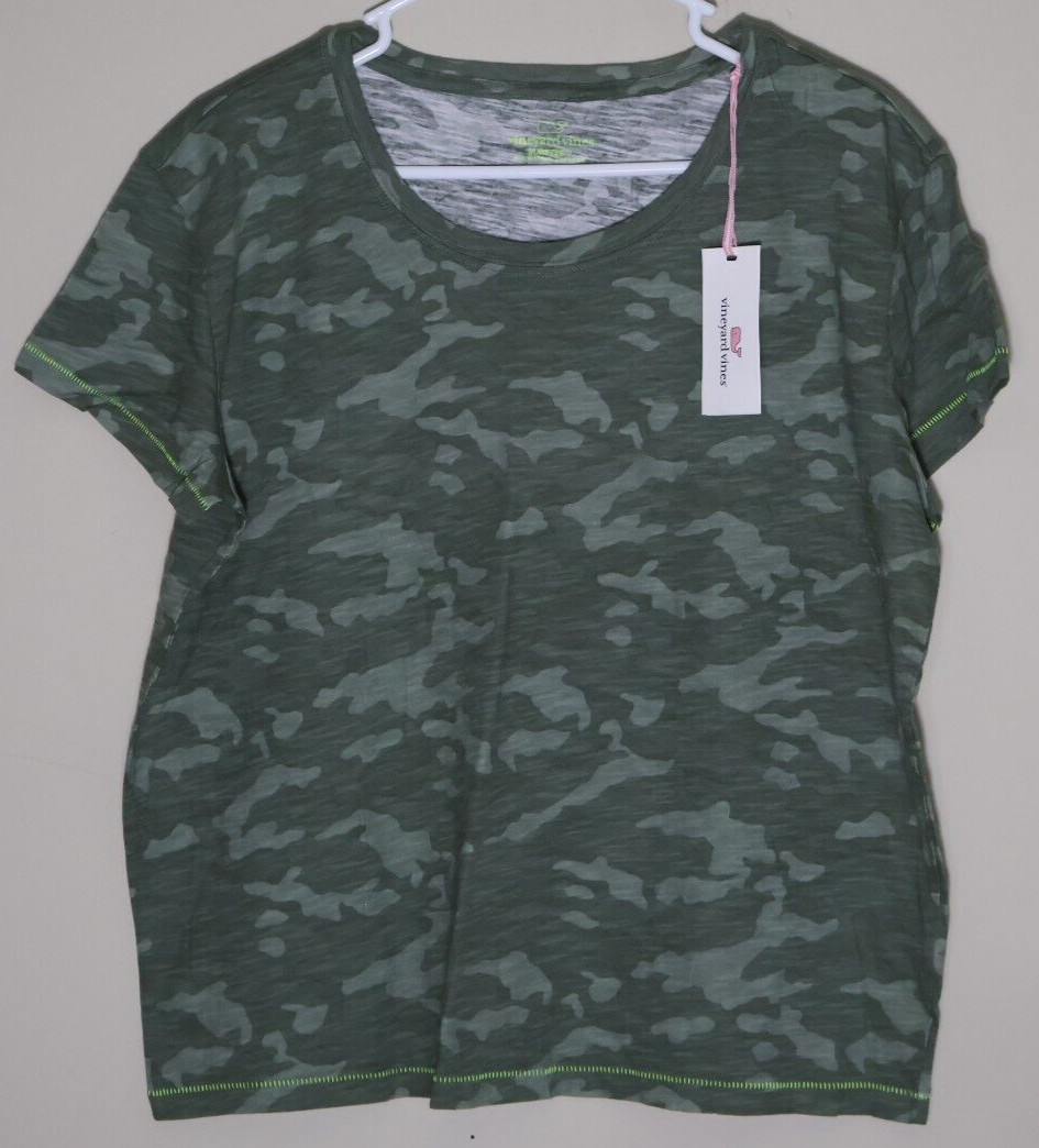 Vineyard Vines Women’s Medium Camo Sage Olive Green Surftee Shirt Tee Cotton NWT