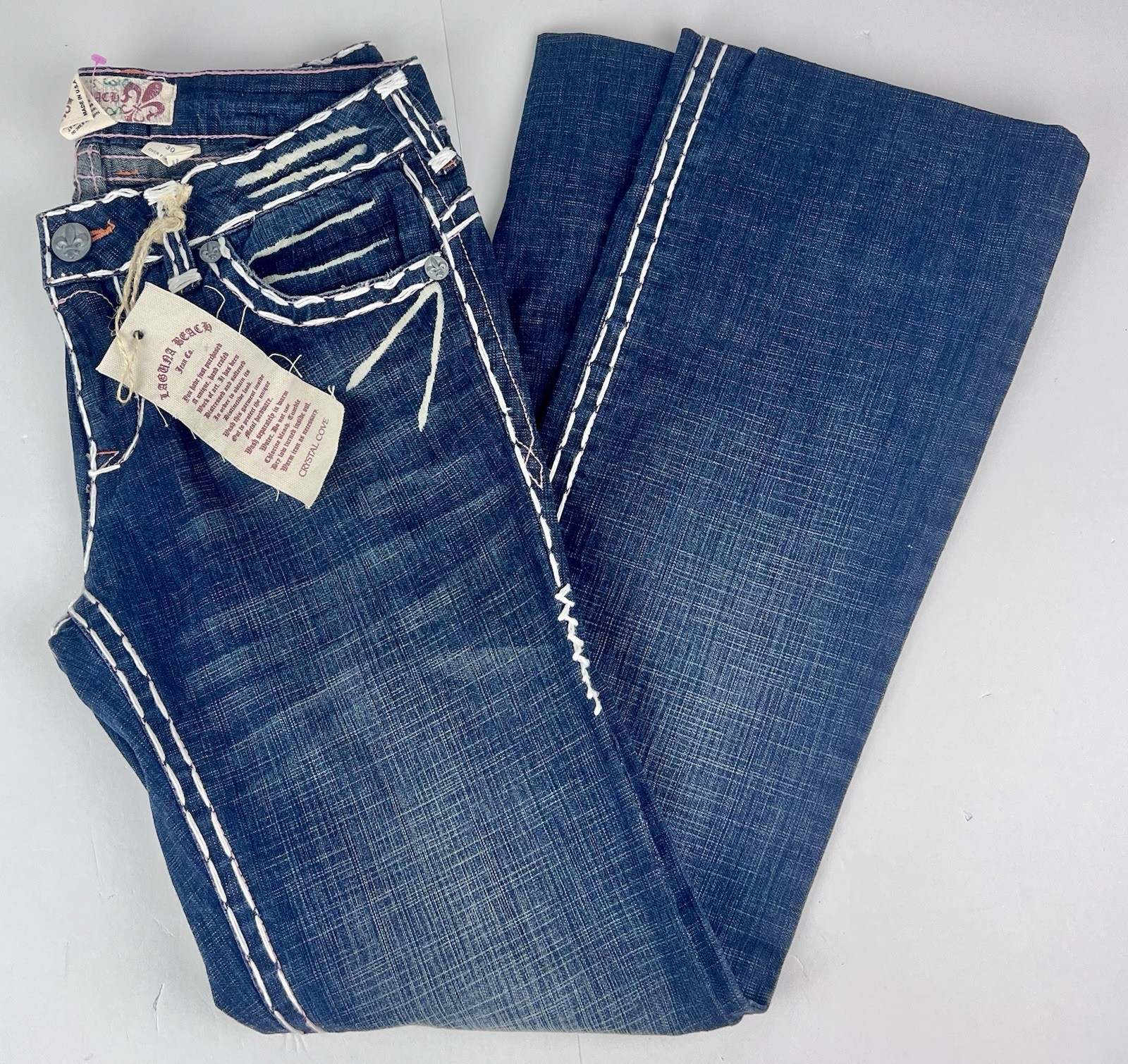 Laguna Beach Women’s Jeans Size 30 Blue Denim 33X32 Mid Rise Super Thick Stitch