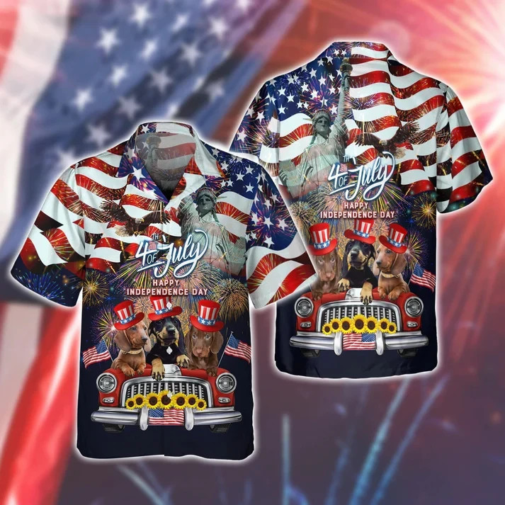 Dachshund American Hawaiian Shirt – Independence Day Is Coming Tshirt L684