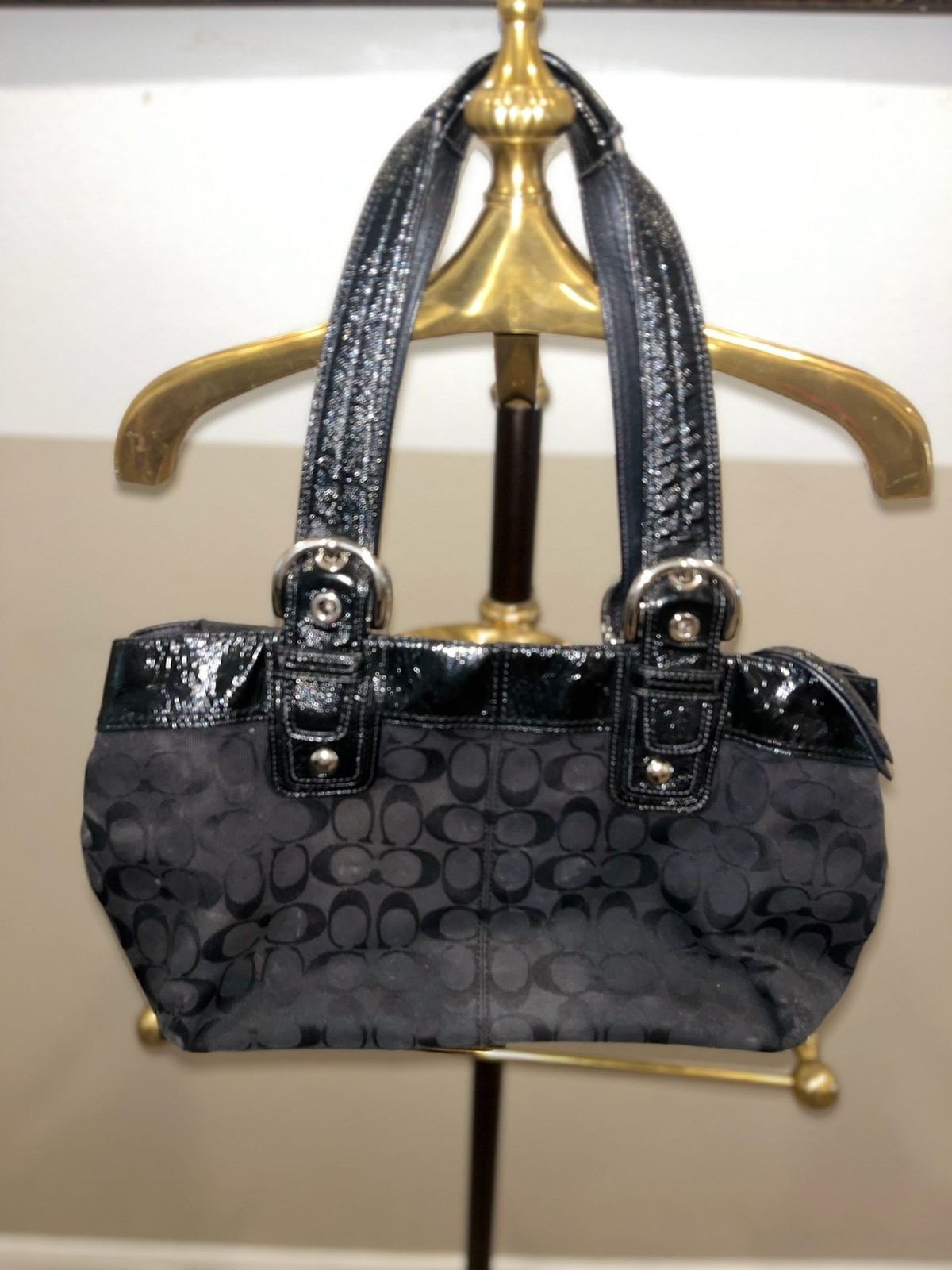 Coach Signature Black Monogram Tote Bag