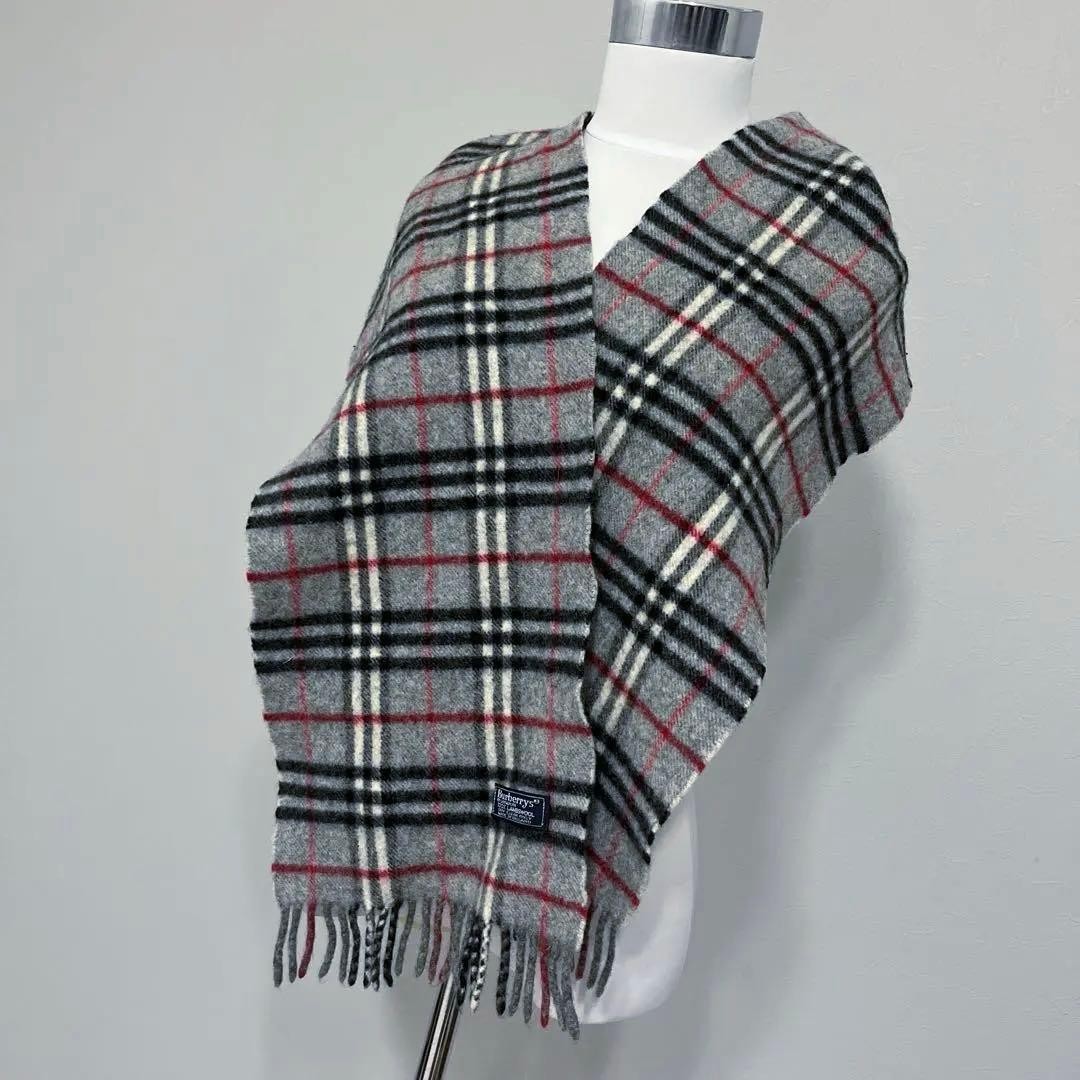 Vintage Burberry Wool Scarf Nova Check Gray 138x22cm/54.33×8.66in japan