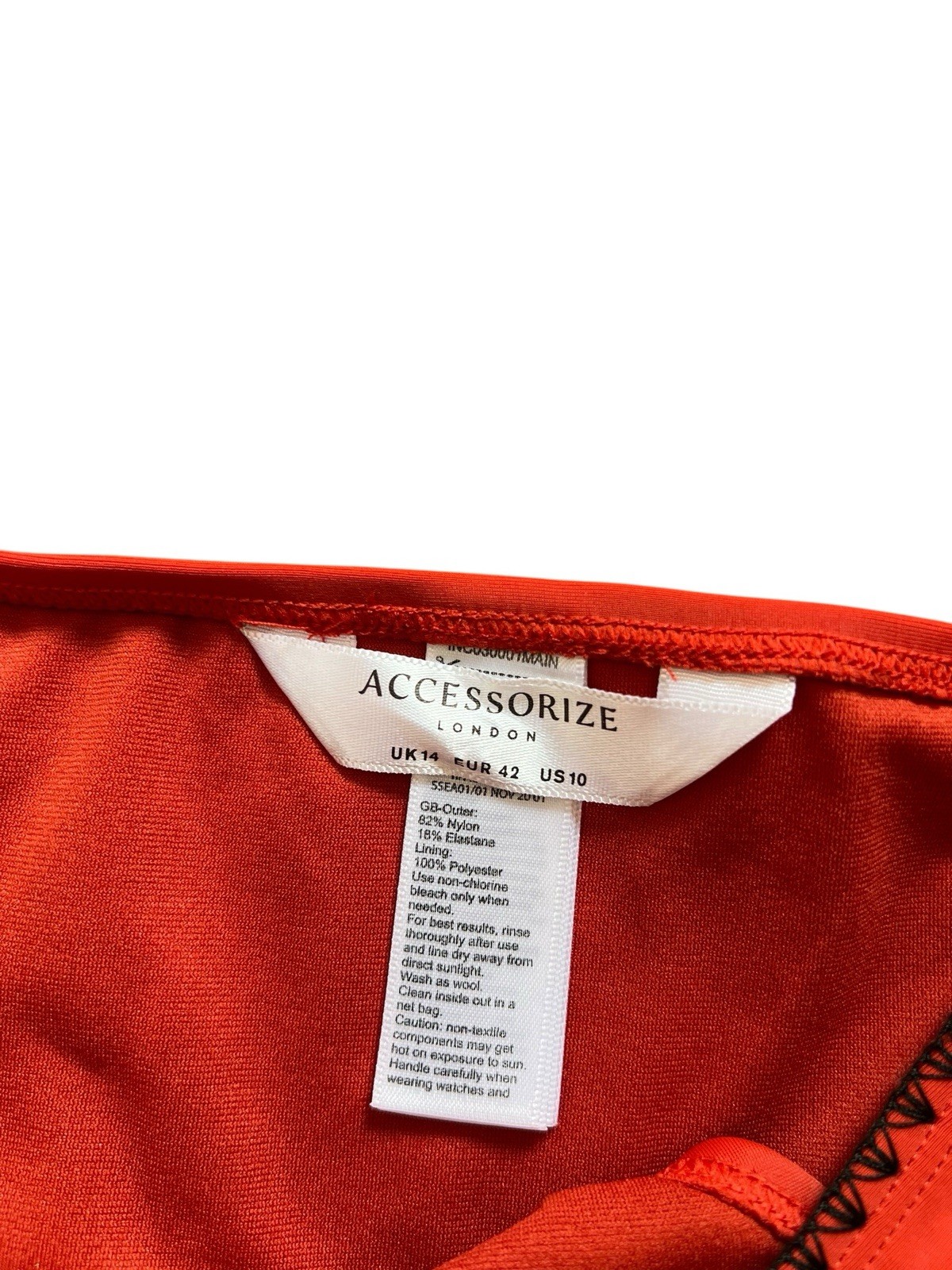 Monsoon New Accessorize Swim Bikini Bottom Plain Orange Stitch Size 14