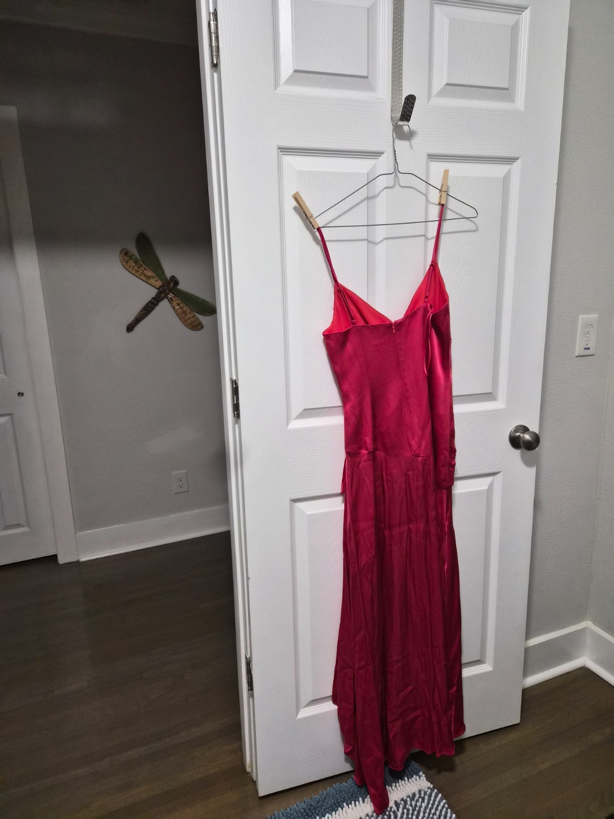 bardot red dress sexy high side slit