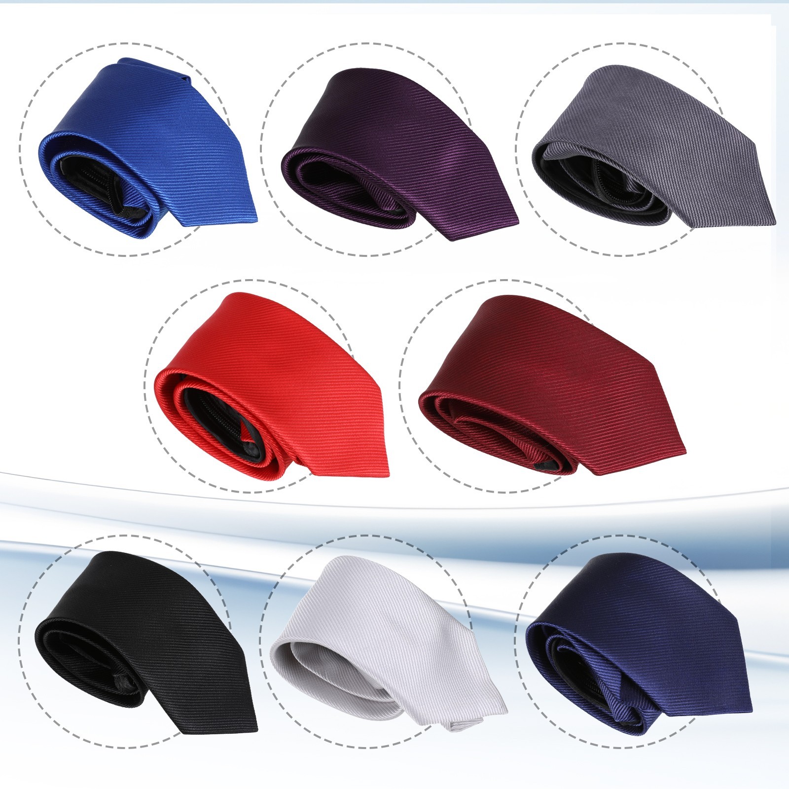 8PCS Men’s Neck Tie Gift Set Solid Colour Business Wedding Formal Neckties