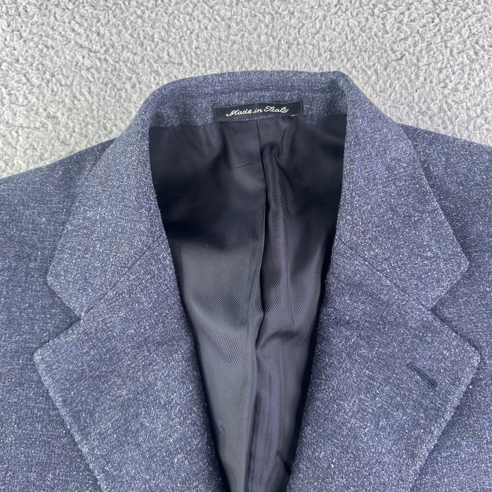 Eddy Monetti 52R Navy Heather Wool Camel Hair Silk Sport Coat Blazer Italy