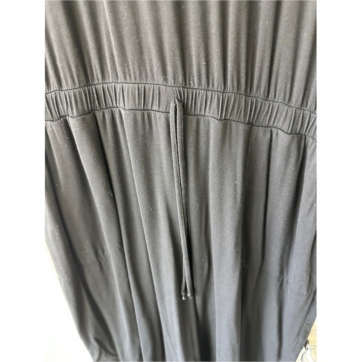 32 Degrees Womens Black Short Sleeve Drawstring Waist Dress Athleisure