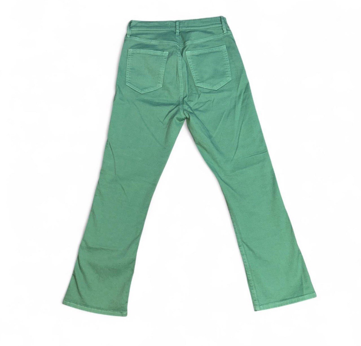 LOFT Women’s Green Solid 5-Pocket Flared Jeans Regular Size 0