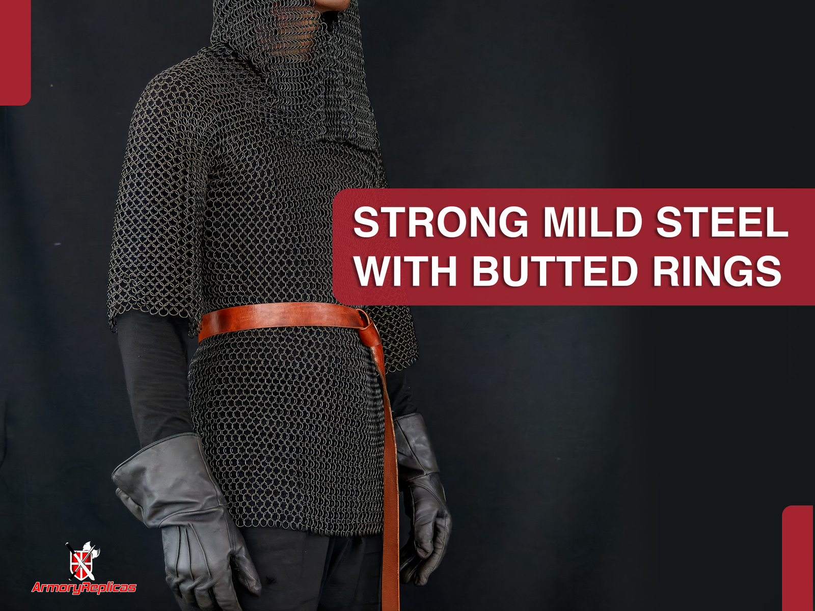 MEDIEVAL CHAINMAIL LONG SHIRT HAUBERGEON CHAIN MAIL ARMOR BUTTED REENACTMENT