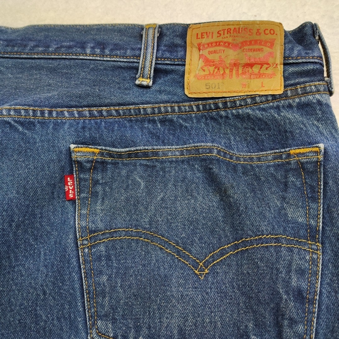Levis Jeans 501 Mens 50×30 Button Fly Straight Leg Blue Denim Med Wash Work