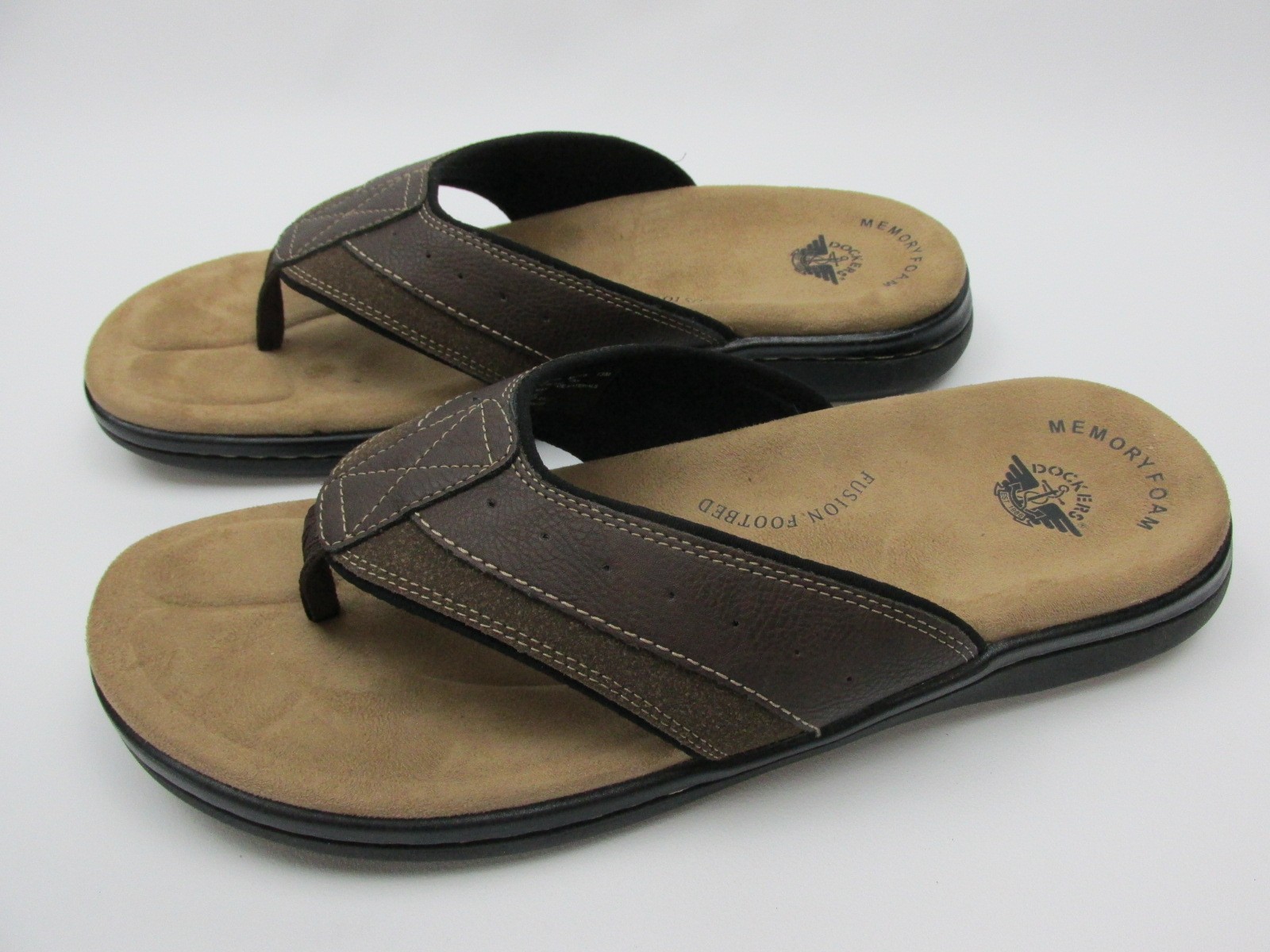 Dockers Laguna Casual Thong Sandals Brown Memory Foam Fusion Footbed Men’s 13