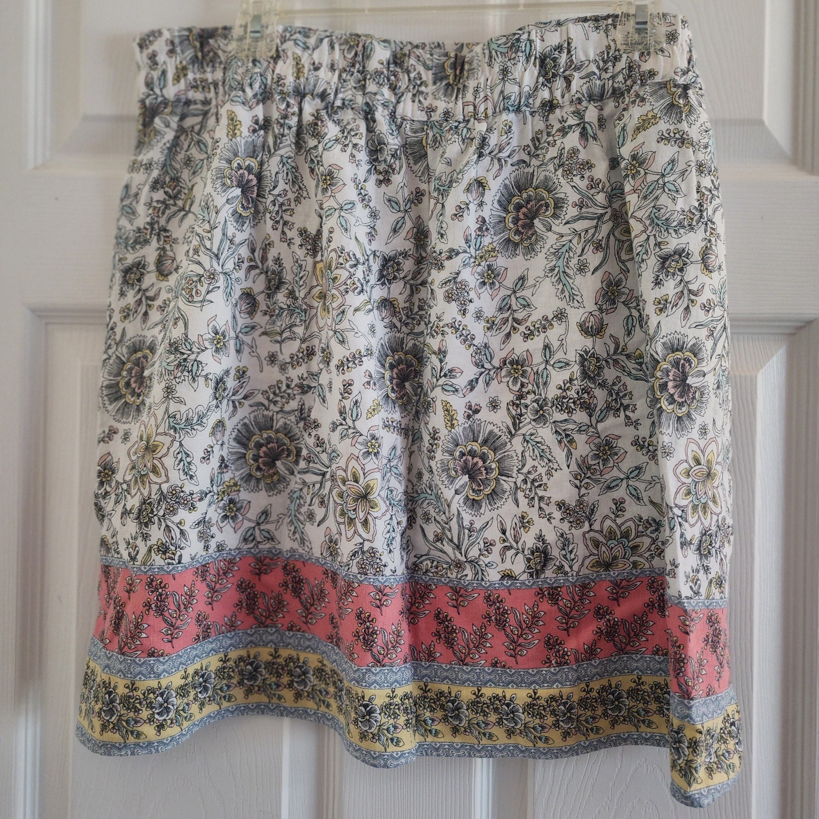 Loft Outlet Size Large Linen Blend Skirt Above Knee Floral Print Pastels Pockets
