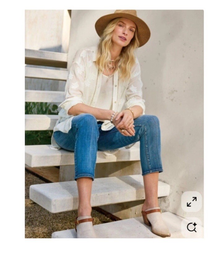 NEW! SUNDANCE LIVING CATALOG Cloverfield Embroidered TUNIC Shirt Top White M
