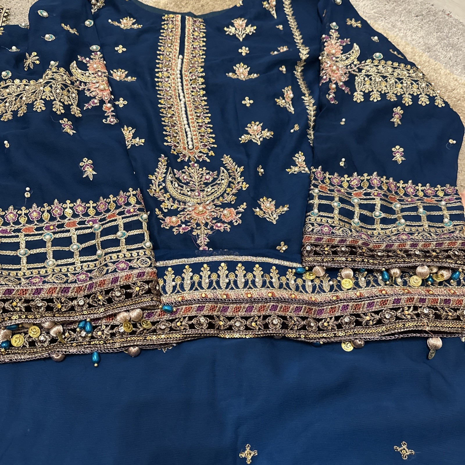 Pakistani Indian Shalwar Kameez Chiffon Duppata Bust 48:49 fully lined