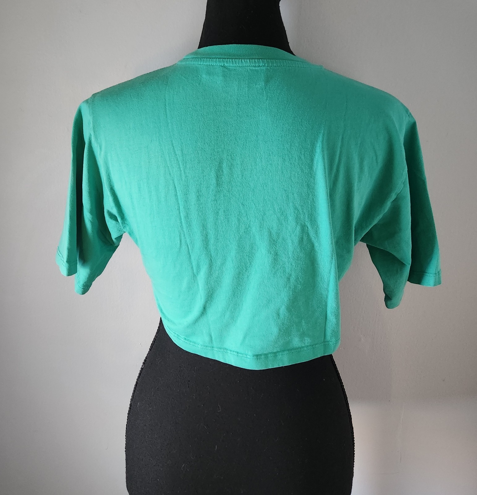 Fiorucci Women’s Vintage Angels Cropped T-shirt Green 100% Cotton Size XS