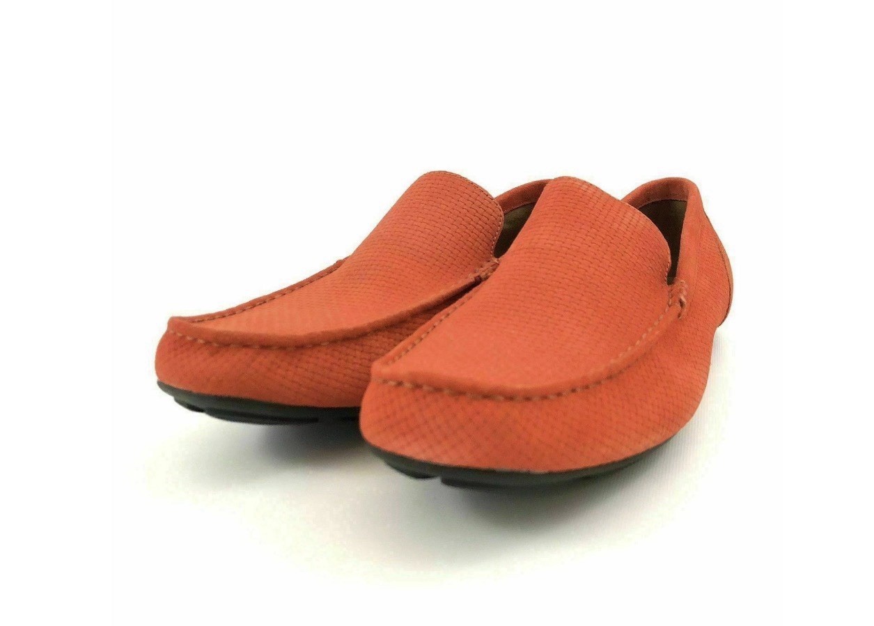 Alfani Men’s Kendric Textured Drivers Orange Suede Size 10 M