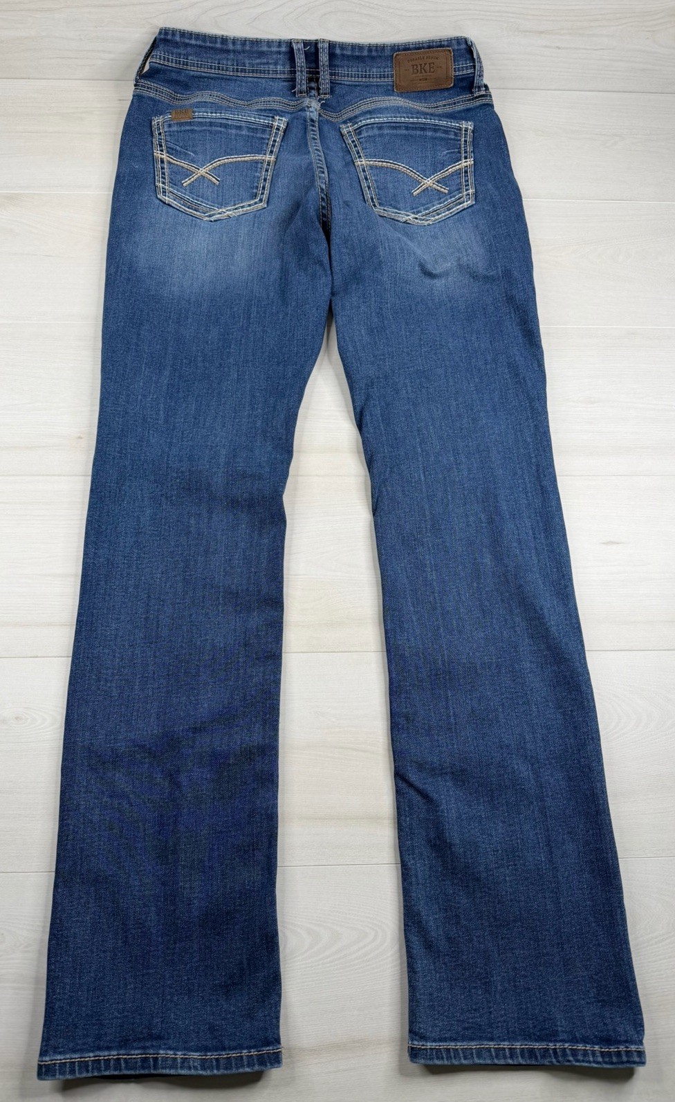 Buckle BKE Jake Straight Jeans Dark Wash Stretch Whiskered Denim Mens 33×34