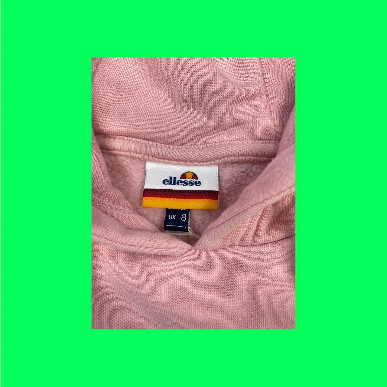 ELLESSE Designer Crop Top Hoodie, Accent Stripe on Sleeves, Pink, UK 8/EU 36/US4