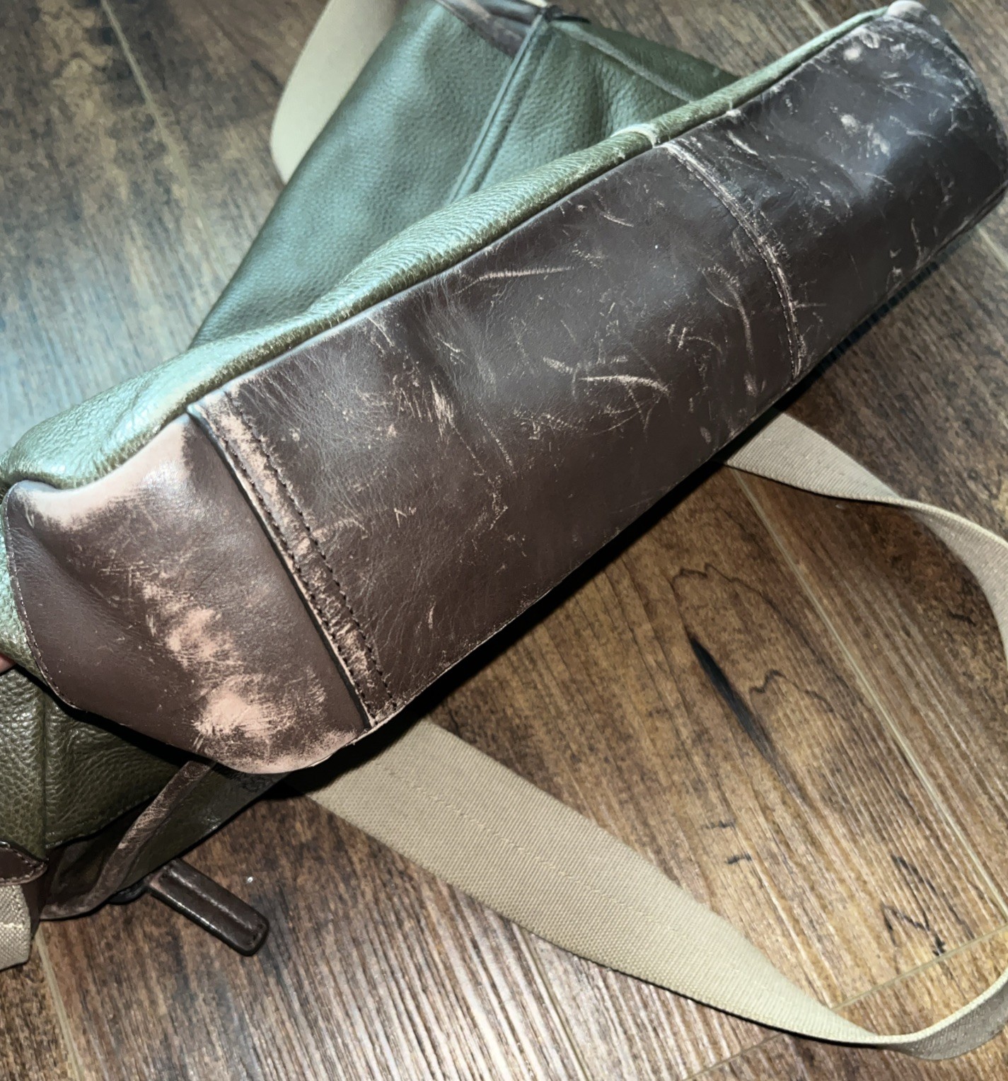 Coach Camden Leather Map Bag Messenger Crossbody Green Brown Two Tone F70924