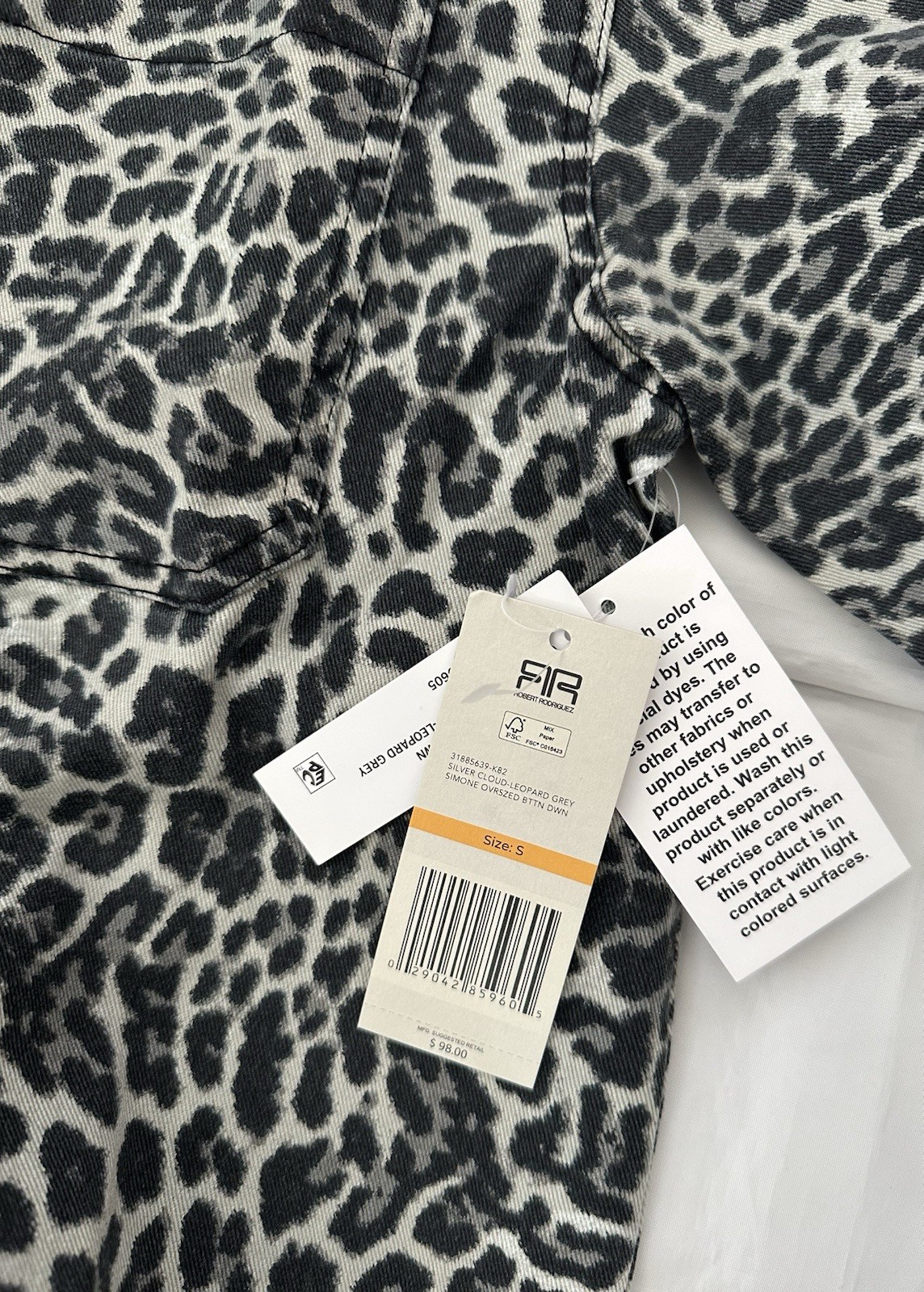ROBERT RODRIGUEZ ‘SIMONE‘ OVERSIZED BUTTON DOWN SHIRT, LEOPARD, SIZE S, NWT