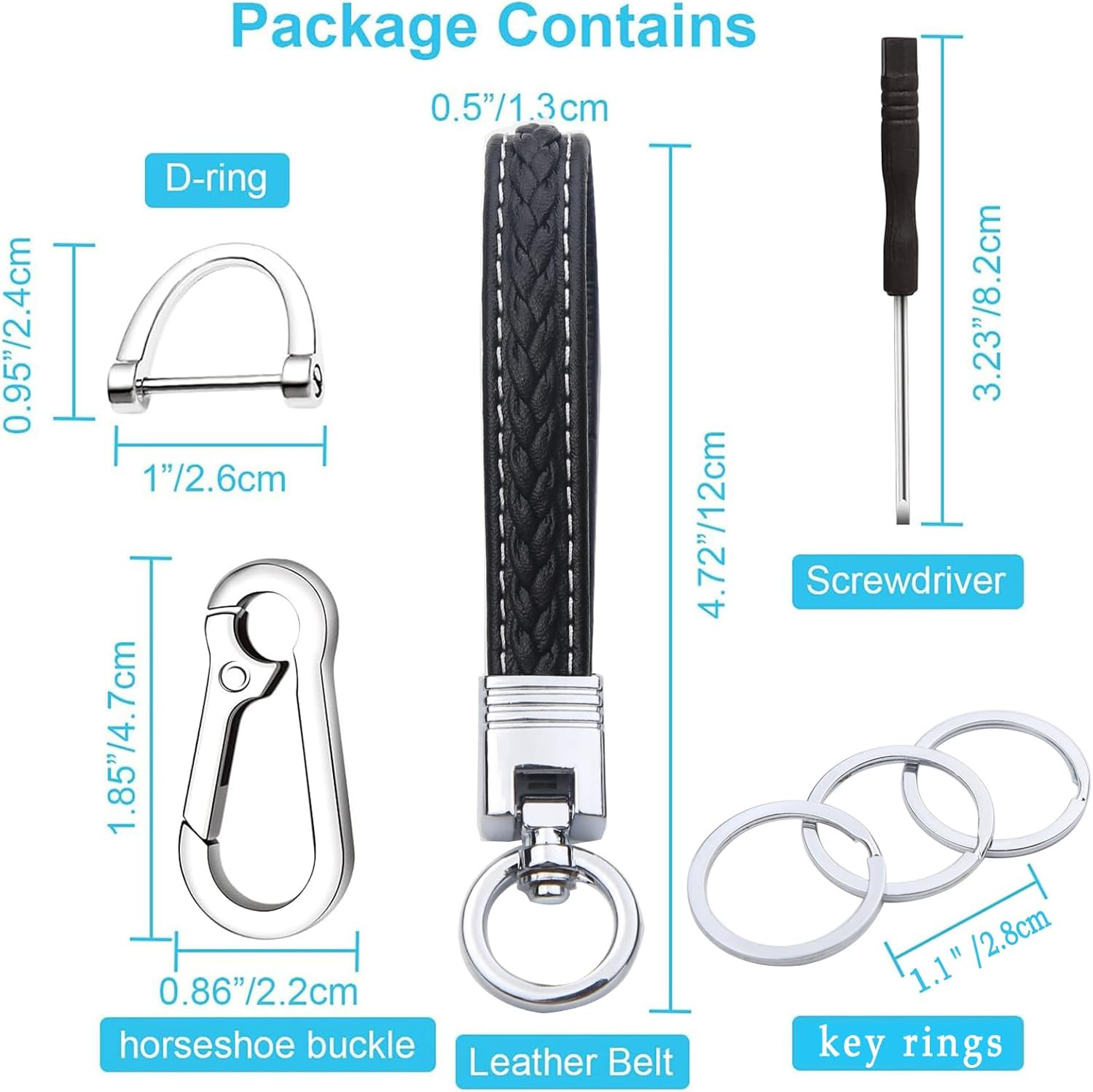 Woven Rope Keychain Wristlet Microfiber Leather Car Key Holder 3 Rings D Ring