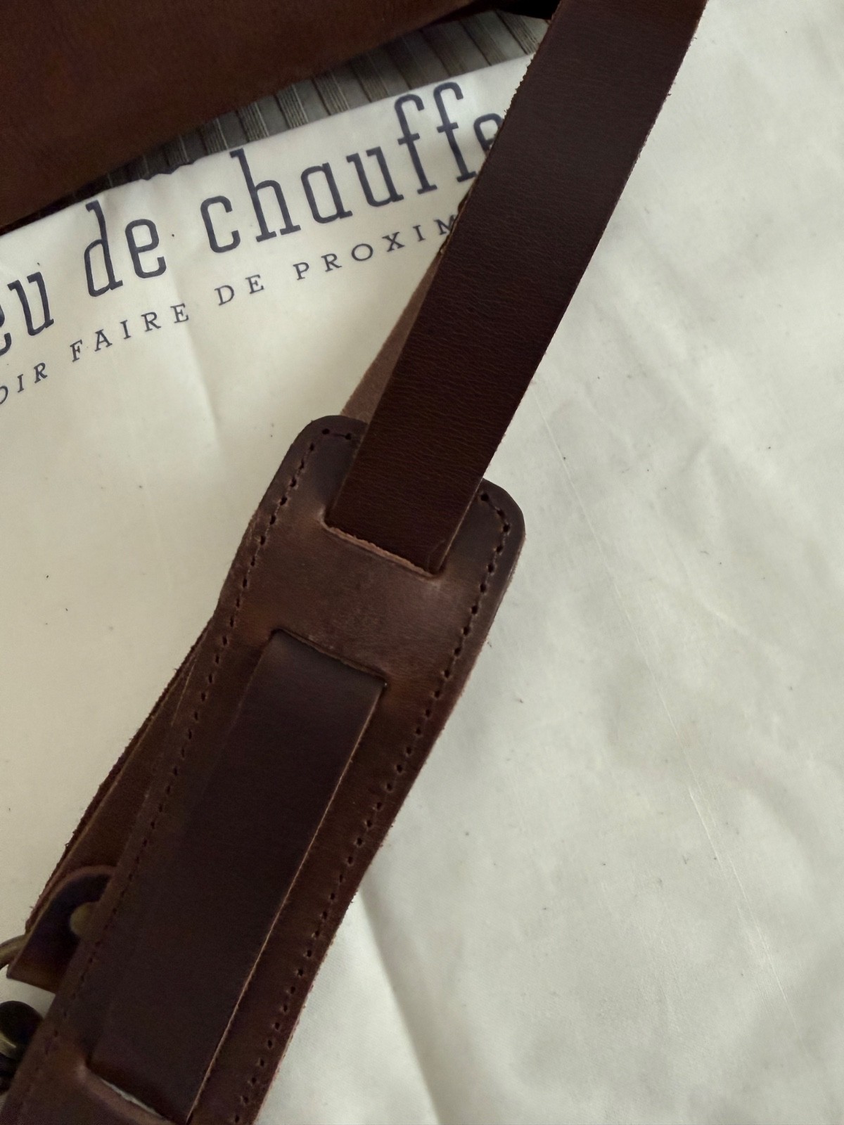 BLEU DE CHAUFFE NEW REPORT BUSINESS BAG COFFEE / WAXED STONEWASHED LEATHER