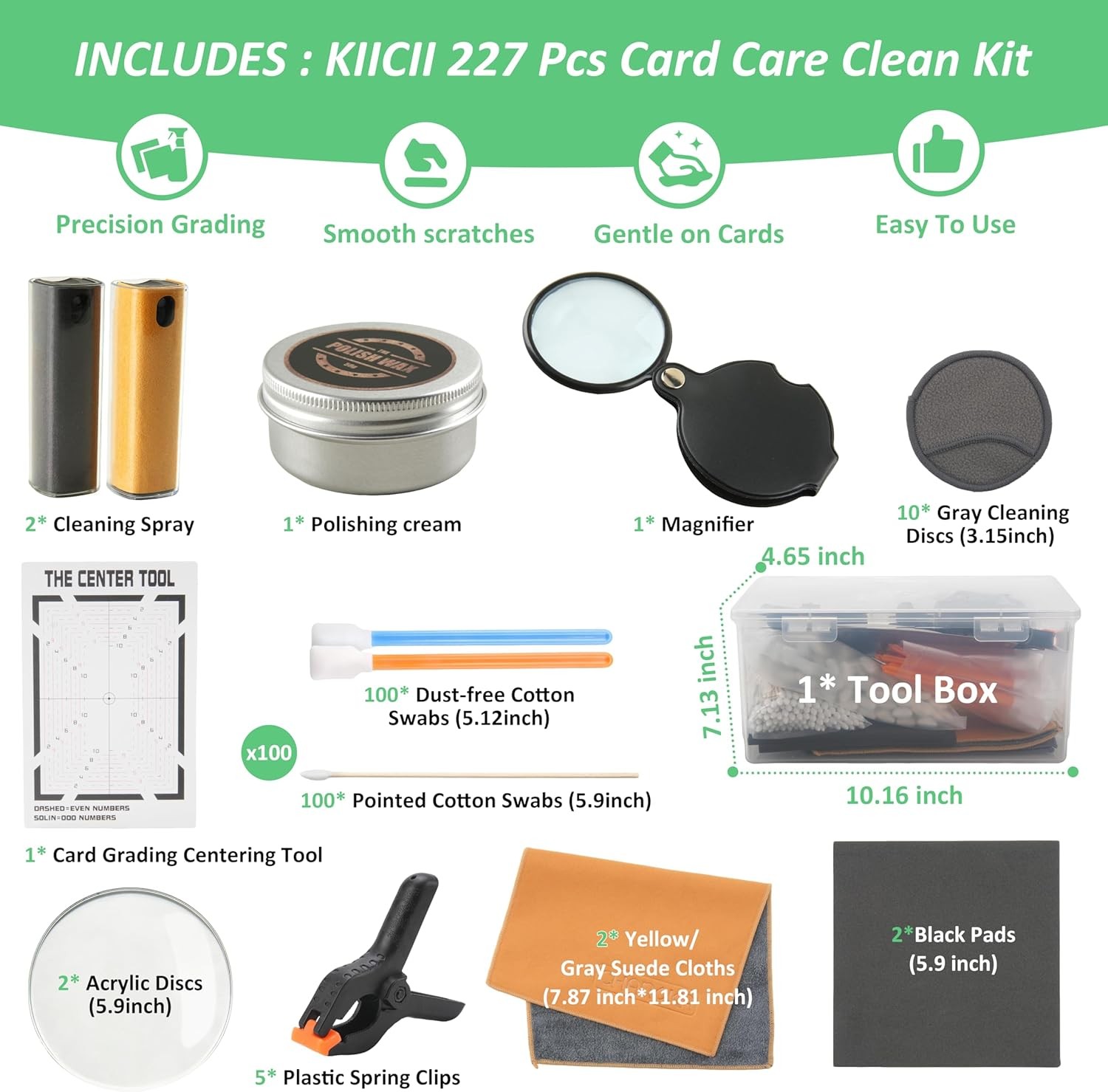 227 Pcs Card Care Clean Kit – Card Repair Polishing Kit with Cleaning Spray Poli