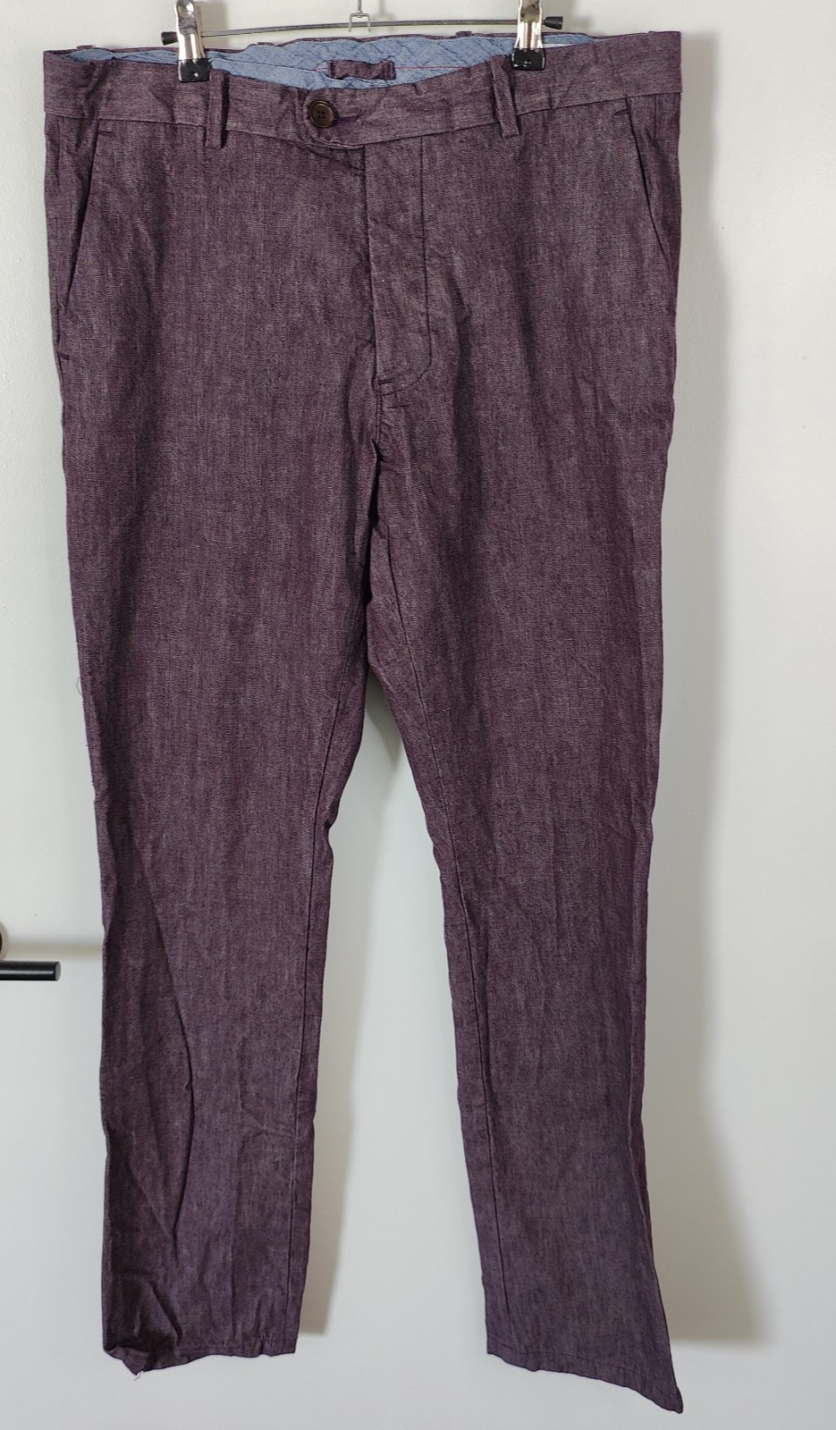 Gustin Chambray Chino Pants 38×36 Straight Washed Purple Cotton Twill USA #118