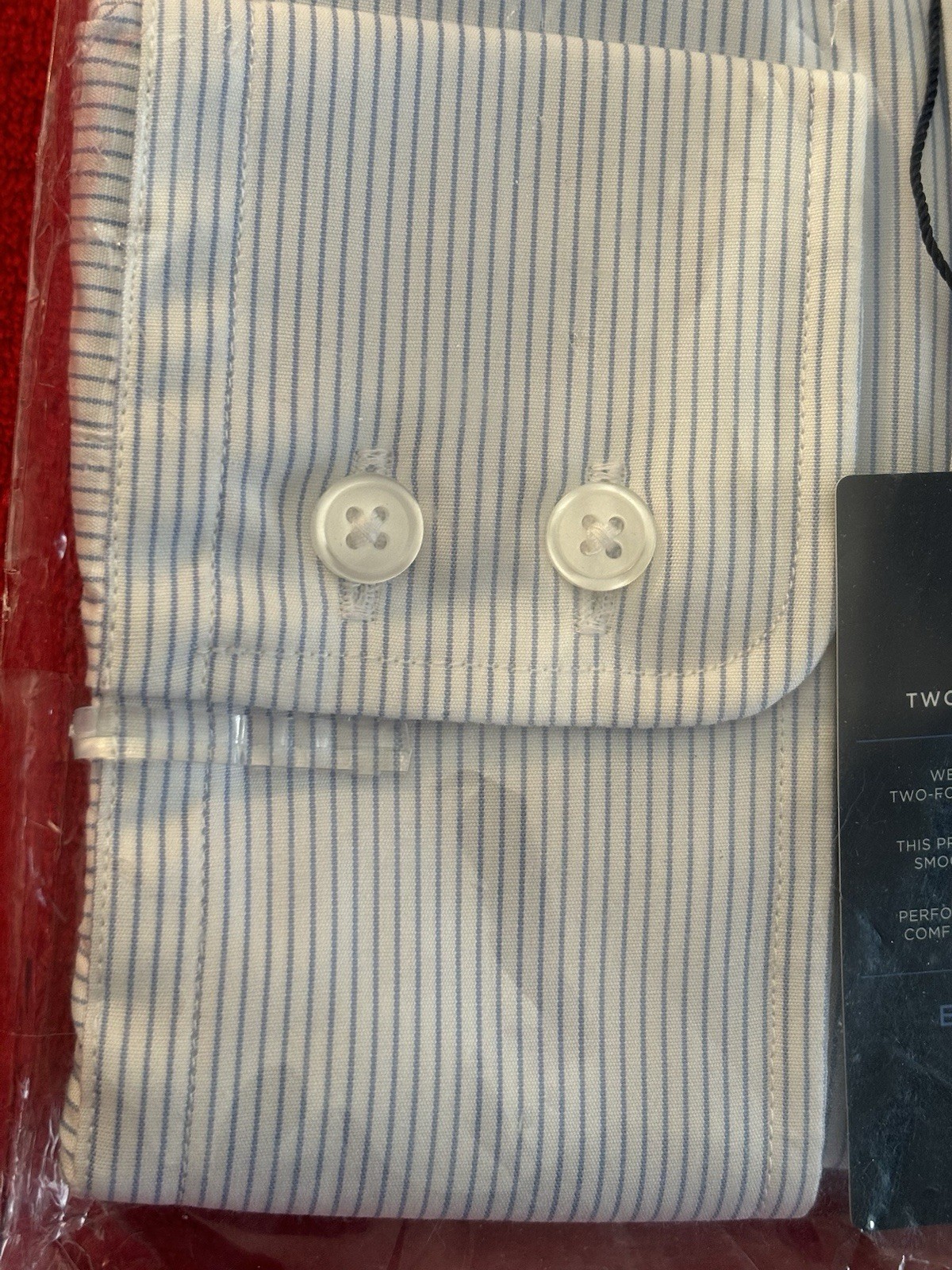 BNWT TM Lewin 18/36 Slim Fit Fine Sky Stripes Poplin Classic Collar Button Cuffs