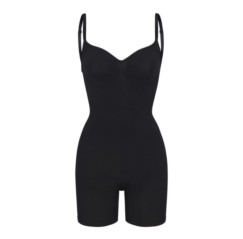 Skims Women’s Seamless Sculpt Mid-Thigh Bodysuit Black Sz:S Onyx NWT
