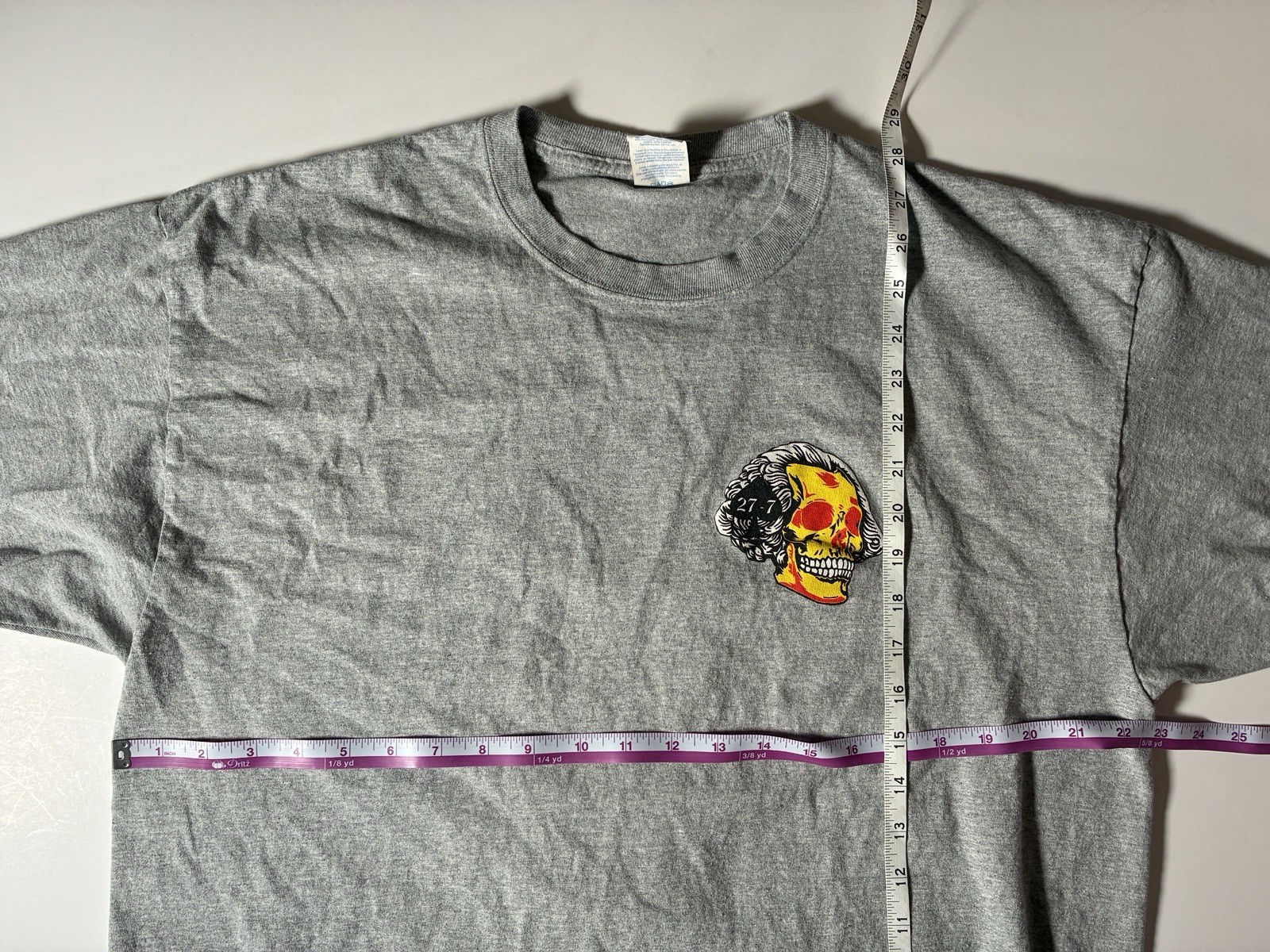 “27-7” Skull Tattoo Flash Graphic Tee Heather Gray XL Port & Company DoubleSided