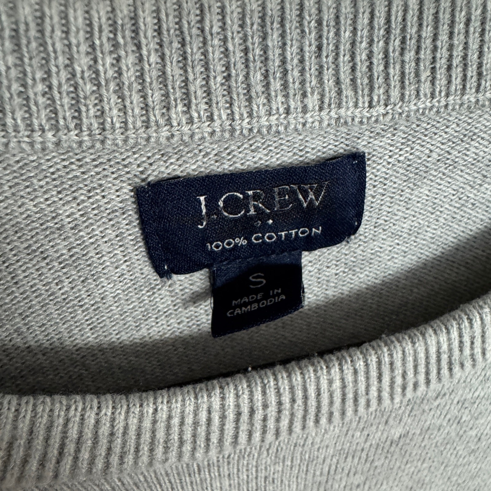 J.Crew Cotton Crewneck Sweater-Tee S Heather Quarry Pullover Long Sleeve Stretch