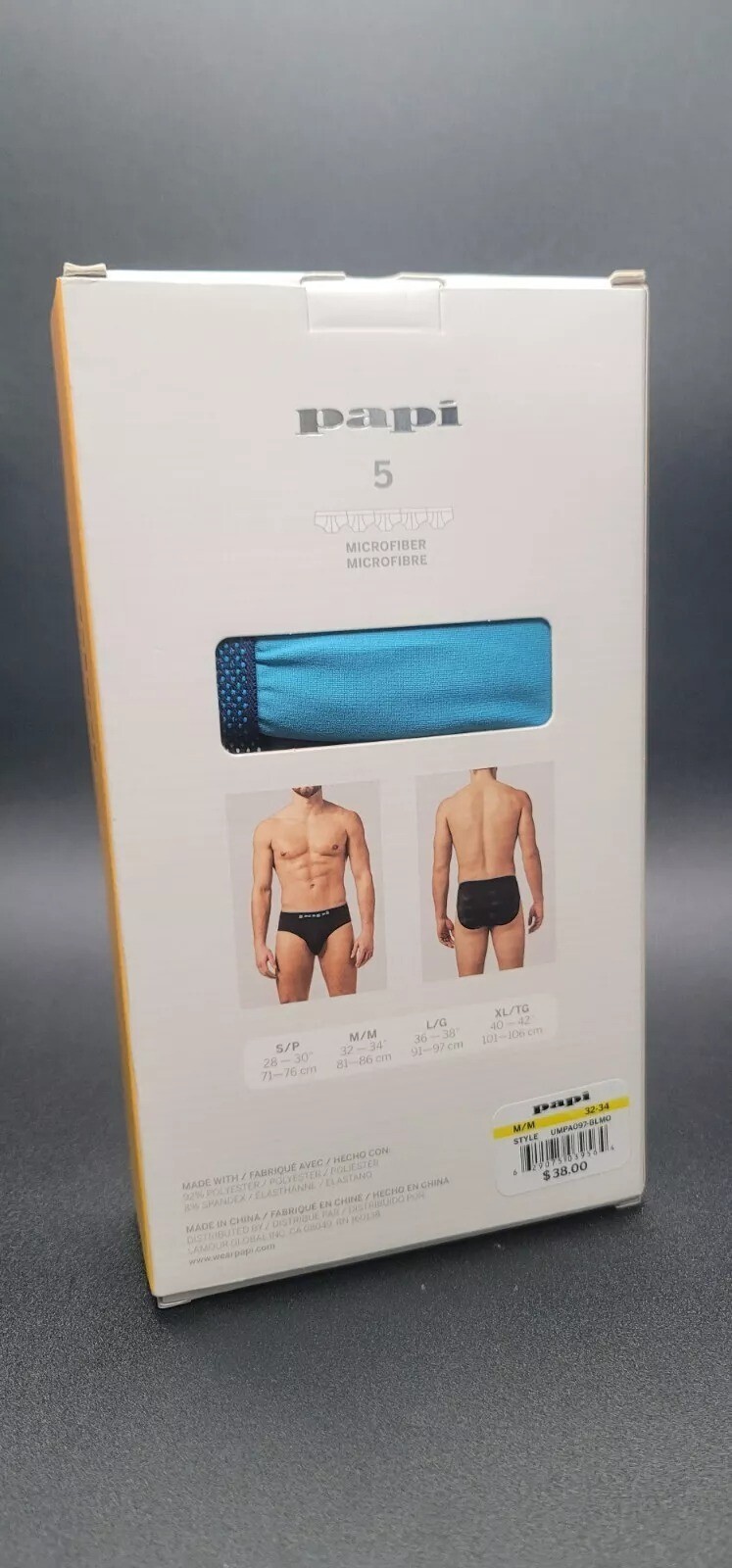 Papi Men’s 5pk Microfiber Microflex Low Rise Underwear Briefs, Size S M L NIB!