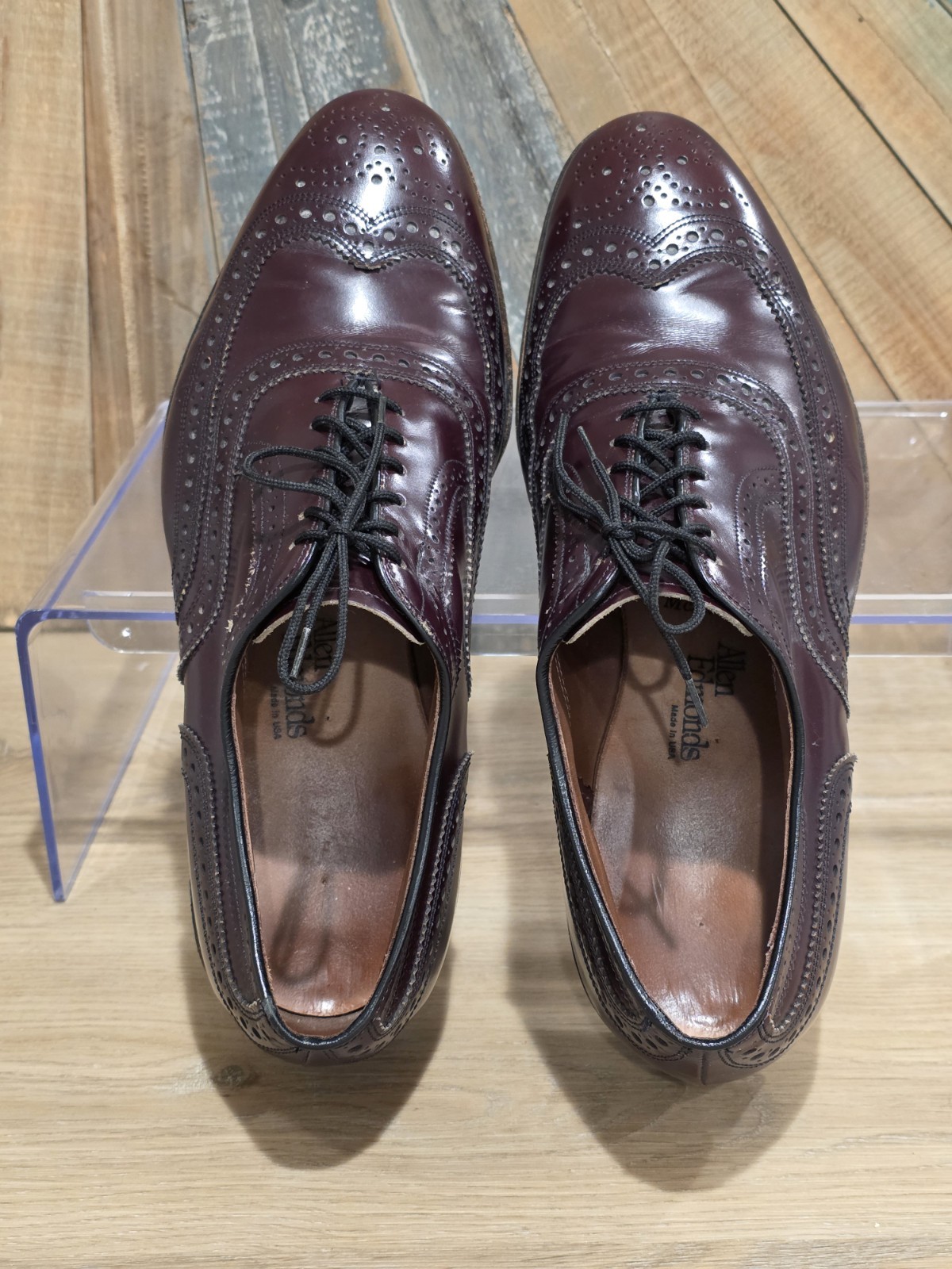 Allen Edmonds McAllister Wingtip Oxfords Burgundy 9 EEE USA Leather Wide