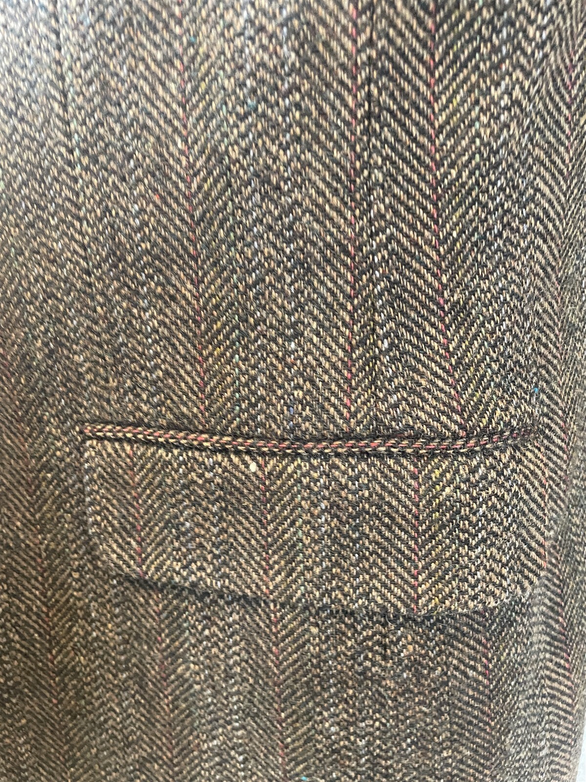 VTG Deansgate 42R Brown Wool & Lambswool Herringbone Tweed Stripe Sport Coat