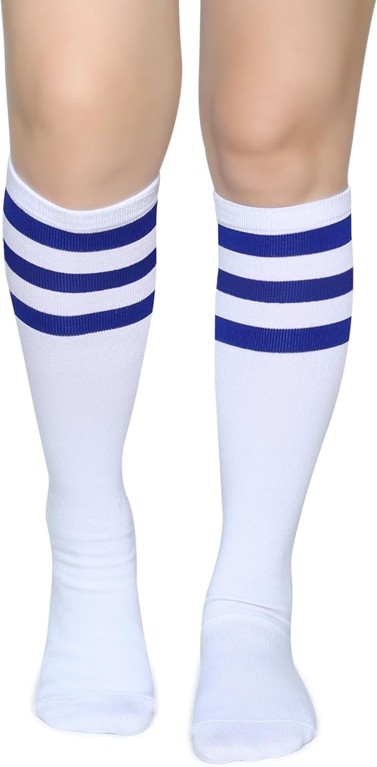 Luxuriously Soft Triple Stripes Cotton Knee High Tube Socks for All Occasions