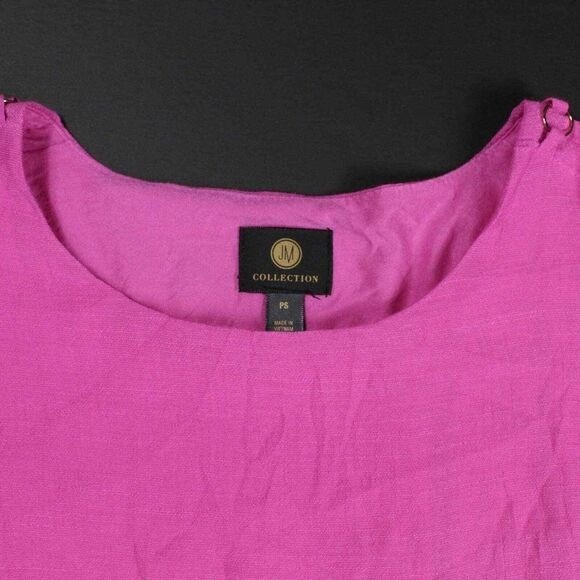 Womens Pink Gauzy Boho Top Batwing Petite Small Casual Crew Neck Party Summer