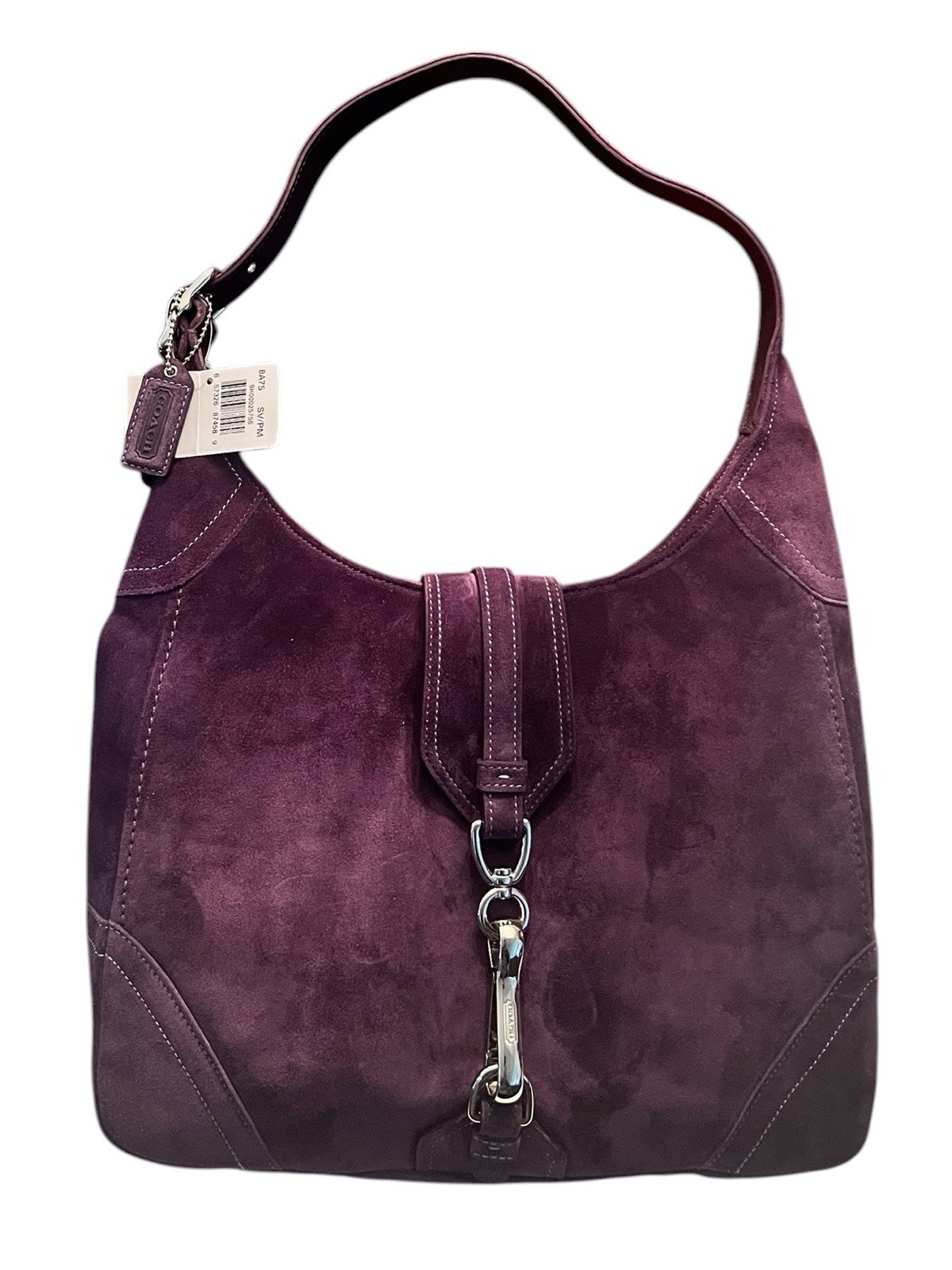 VINTAGE COACH HAMPTONS PLUM SUEDE LRG HOBO BAG-CARE KIT-DUST BAG & BOX NEW TAG