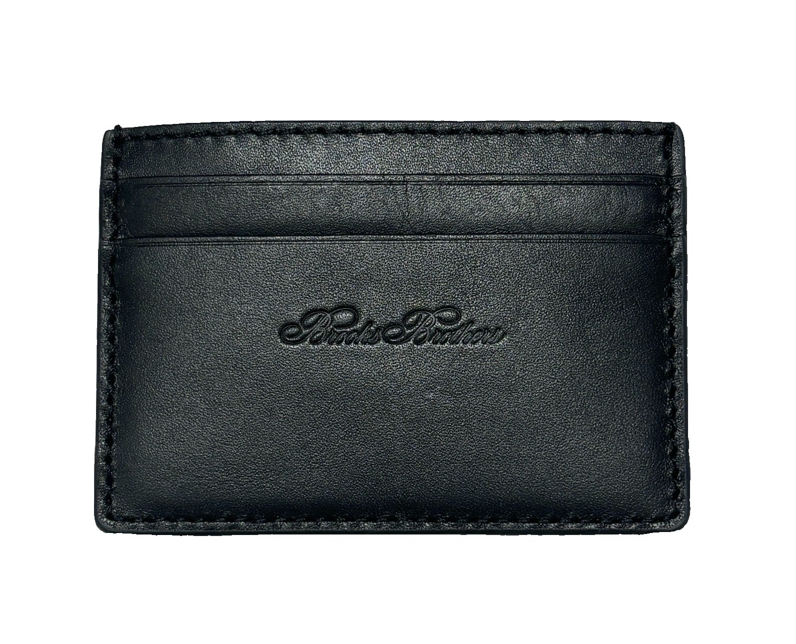 Brooks Brothers Men’s Black Leather Card Holder Wallet Slim Card Case NWT