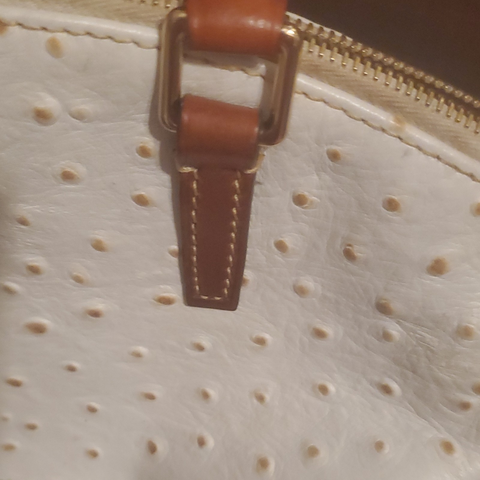Dooney & Bourke White/Brown Perforated Satchel Zip Detachable Strap Lined