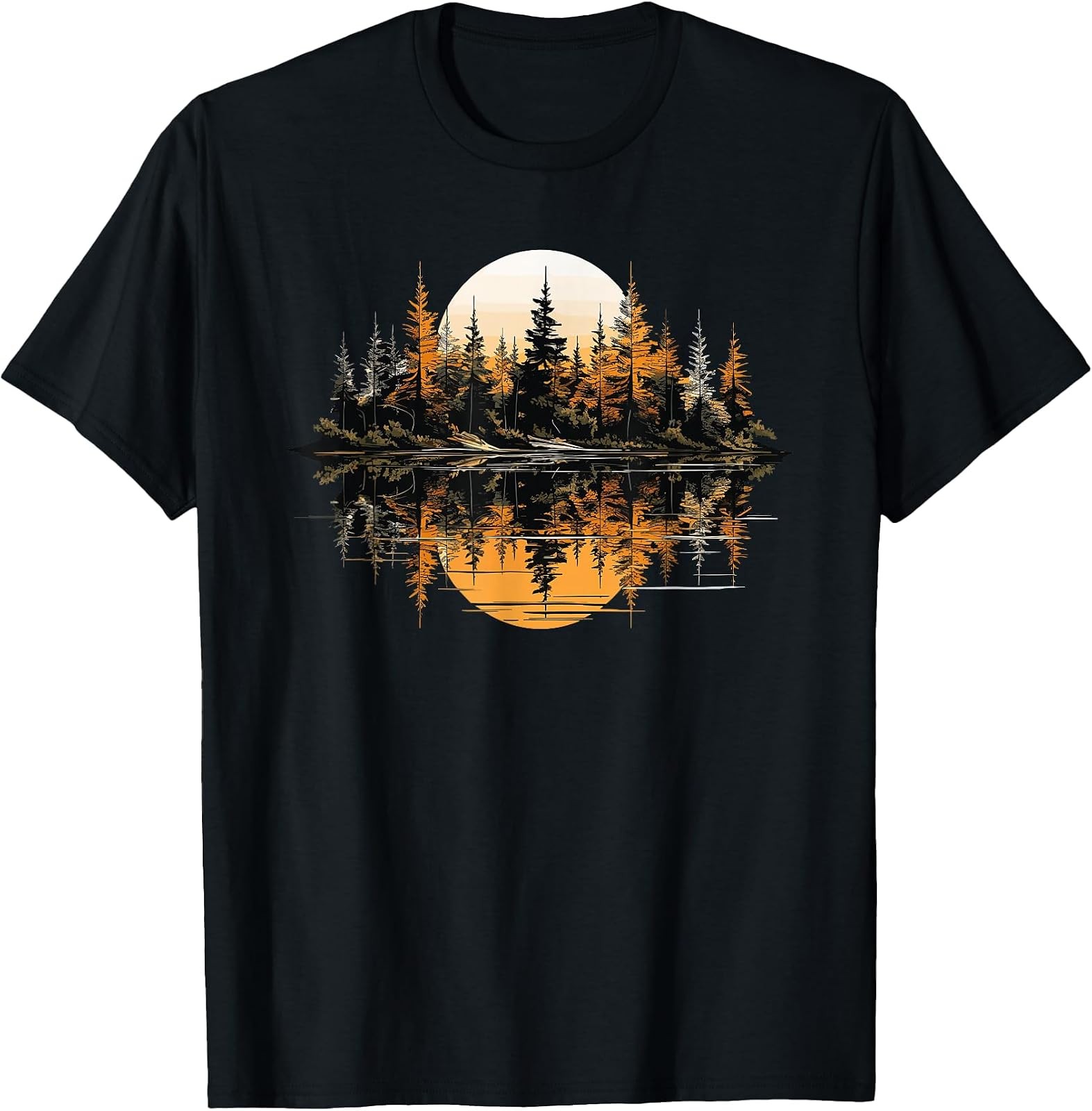 Nature Reflection Forest Trees Outdoor Wildlife T-Shirt