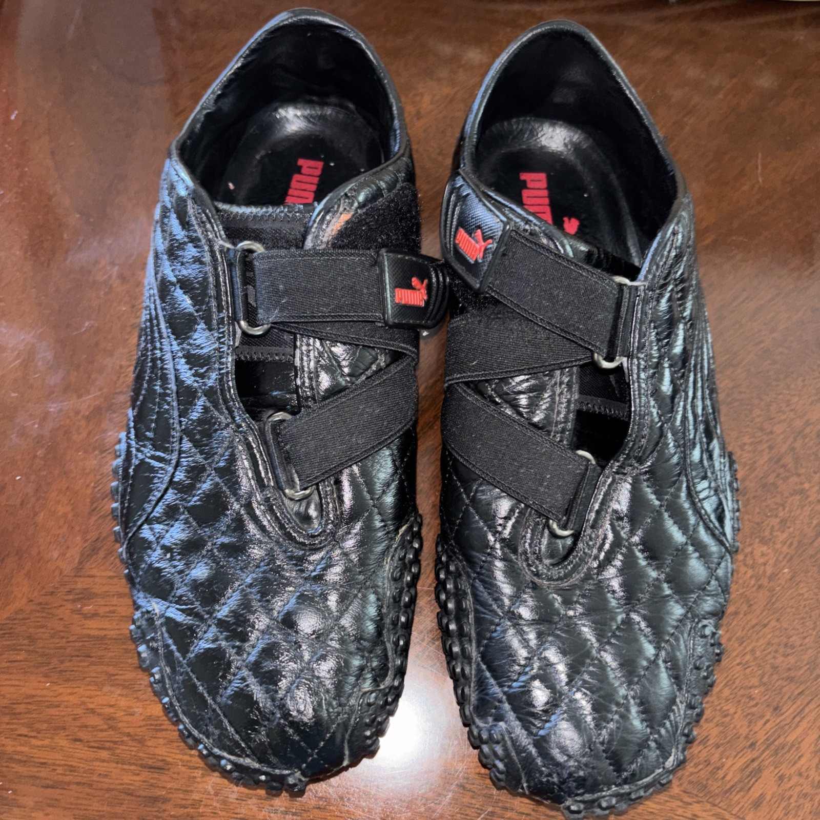 Puma Mostro Triple Black Spiked Retro Athletic Shoes Rare Size US 8W M US 7