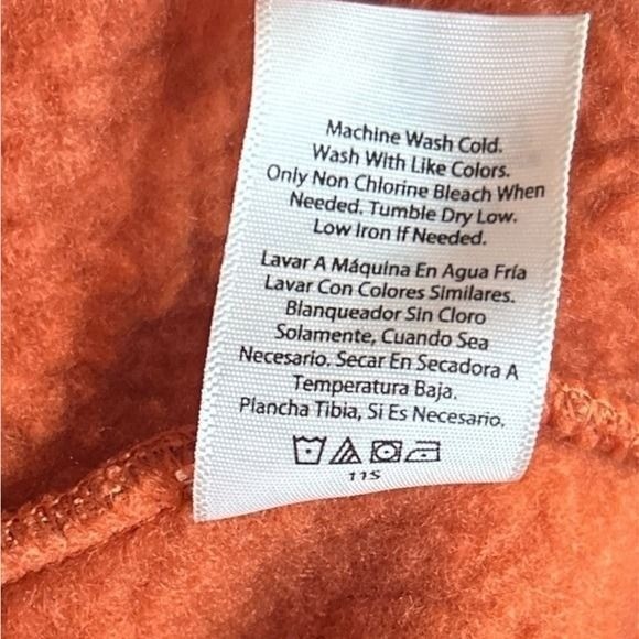 Free Assembly Women’s Patch Pocket Mixy Teddy Fleece Jacket Orange & Burgundy