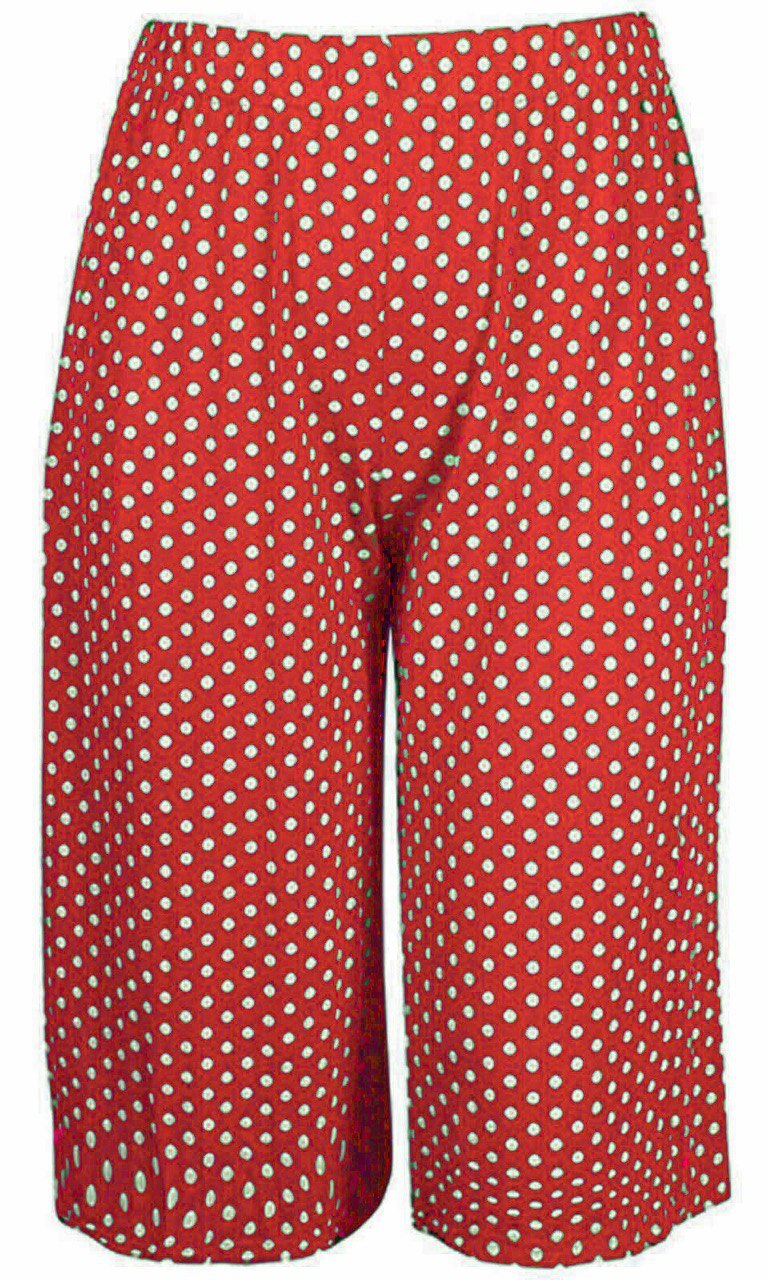 Womens 3/4 Palazzo Trouser Ladies Elasticated Stretch Print Wide Leg Shorts 8-26