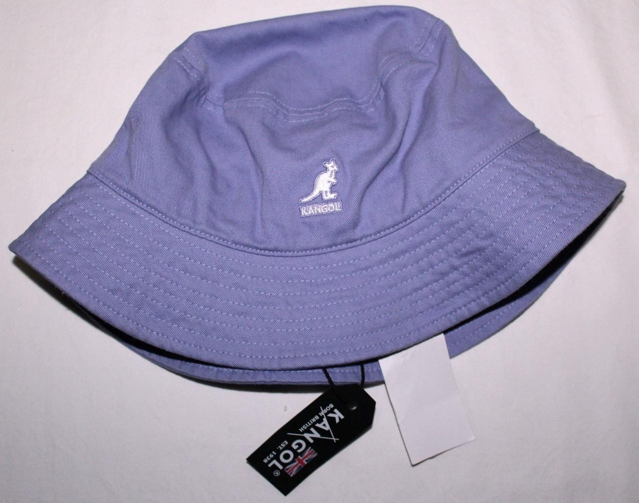 KANGOL Garment Washed Lavender Cotton Bucket Hat Cap Kangaroo Logo MEDIUM *1F