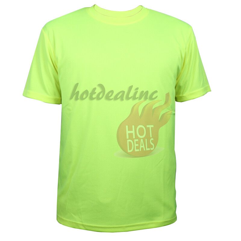 Work Safety High Visibility Plain T-shirt Green/Orange Sports Short/Long Sleeve