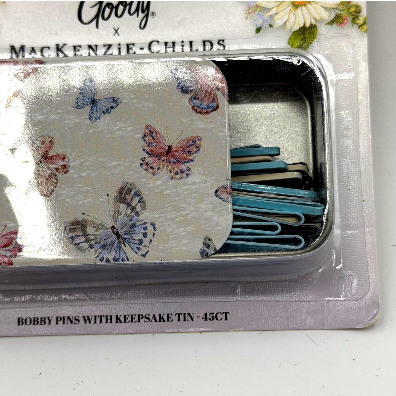 Goody x MacKenzie-Childs Bobby Pins 45ct with Butterfly Keepsake Tin 19459 NEW
