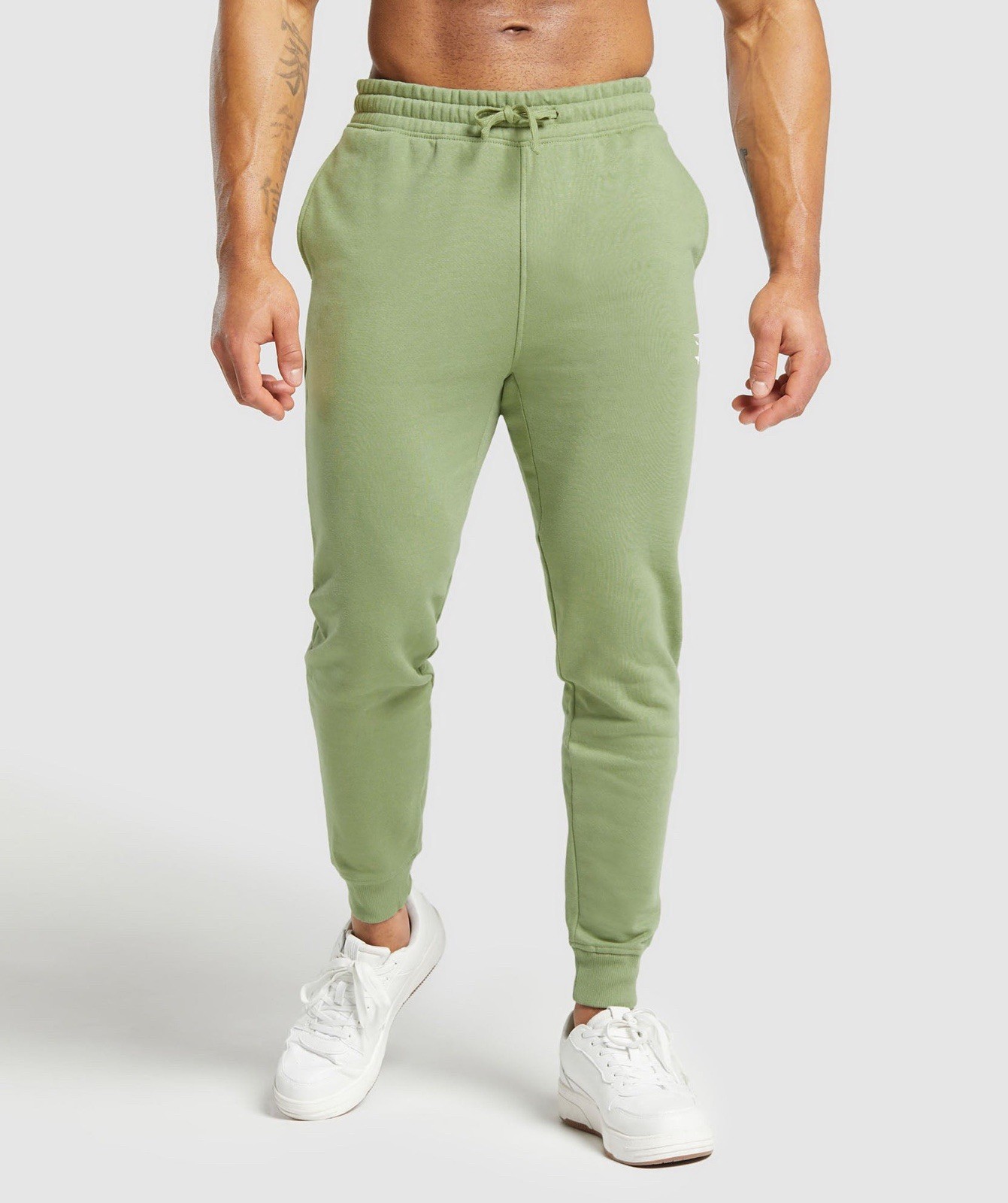 Gymshark Crest Joggers Mens Medium Green Sweatpants Zip Pocket Athletic Logo