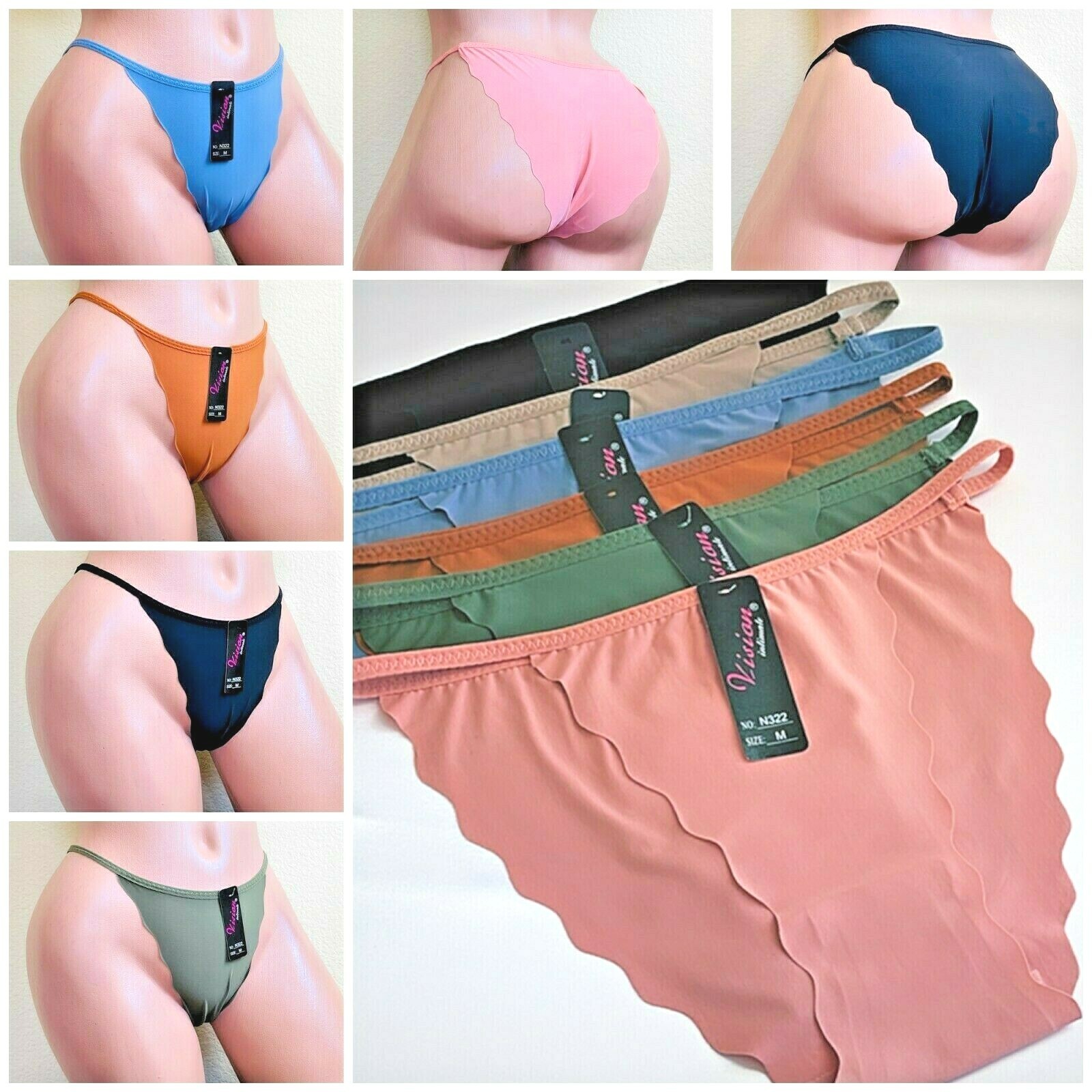 6-12 Bikini Cheeky Long Leg High Cut No Show Seamless Panties Undies N322 S-XL