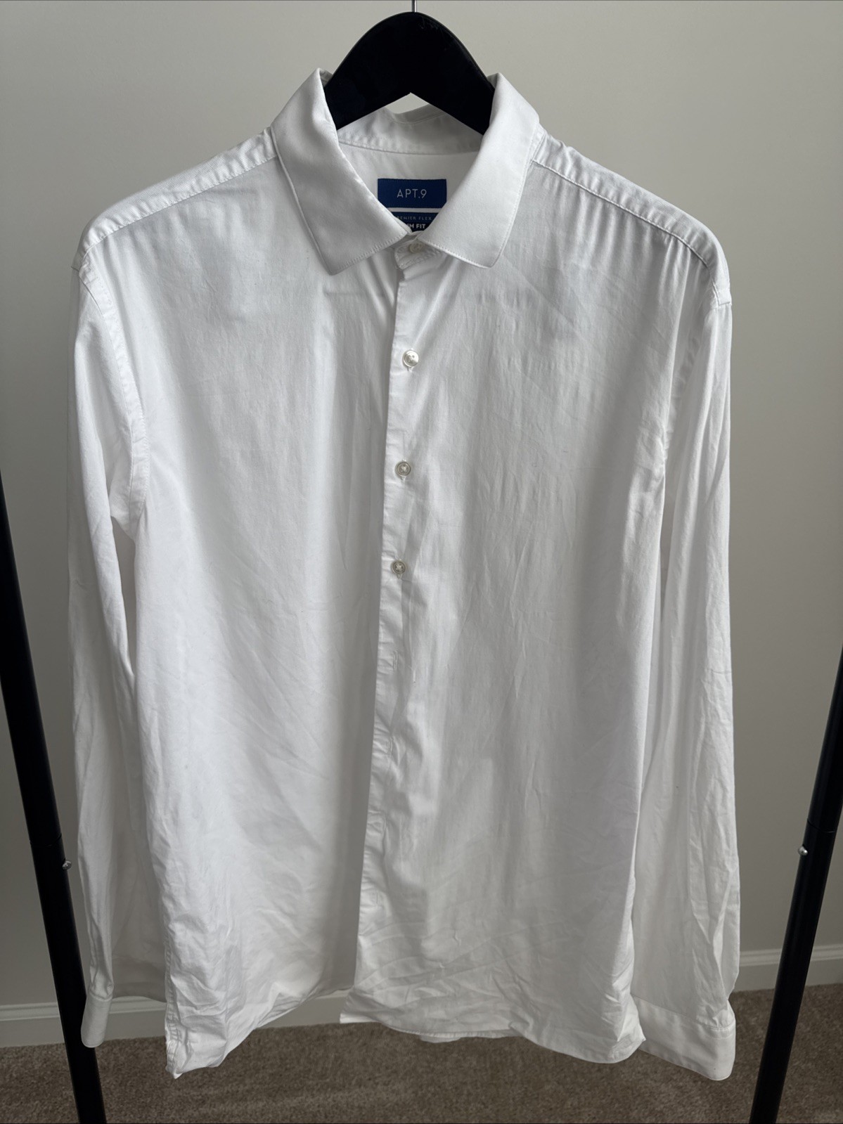 Apt. 9 Men’s White Shirt XL Button-Up Slim Fit; 17-17.5, 36/37